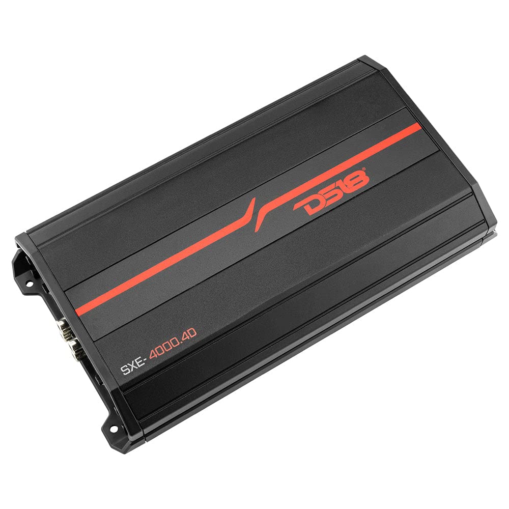 DS18 SXE4000.4D/BK Car Amplifier Stereo FullRange Class D 4Channel 275x4 RMS @4 OHM 4000 Watts  Powerful and Compact Amp for