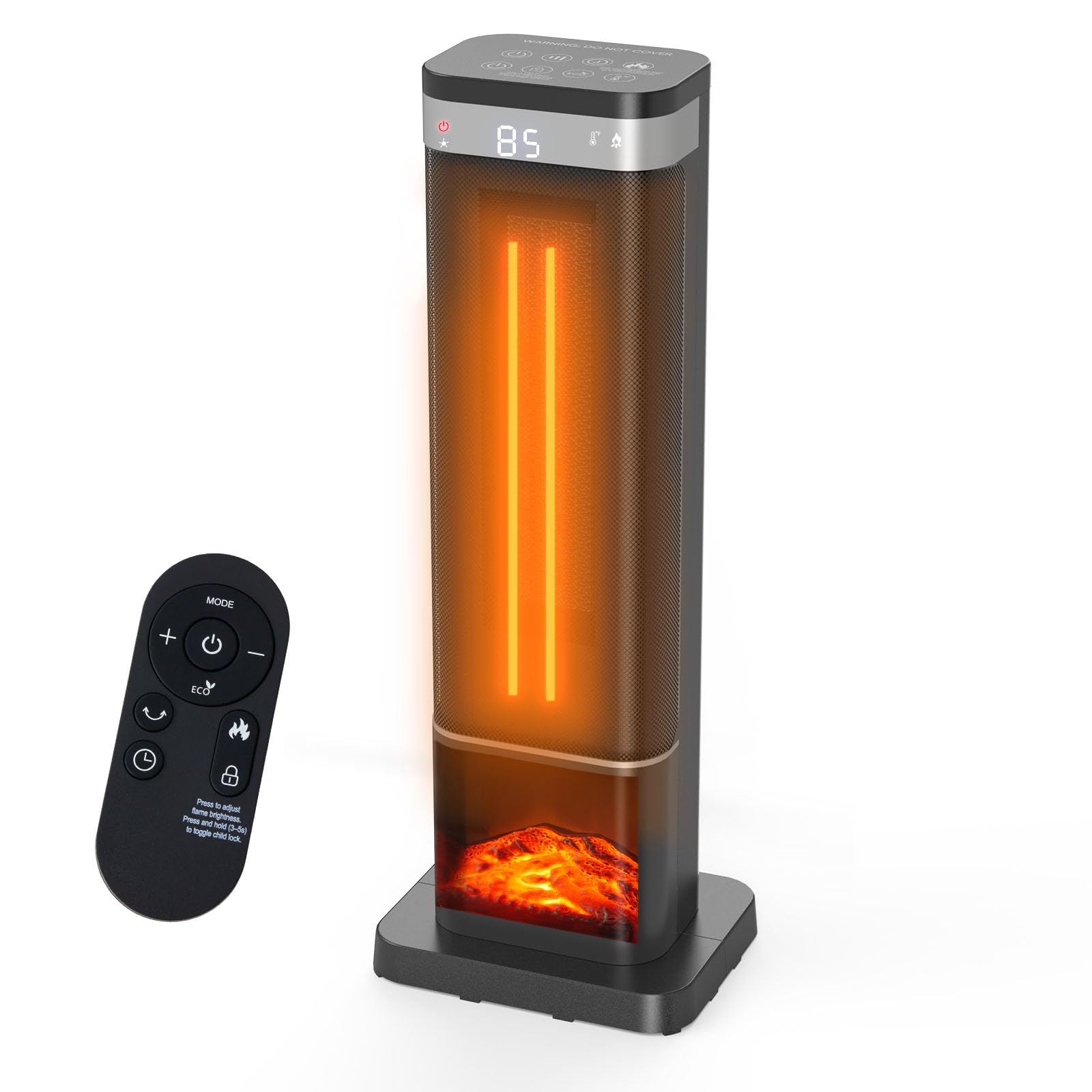 Dumos 24inch Space Heaters for Indoor Use, Portable Heater with 3 Light Colors, Adjustable Thermostat with Remote, Tip-over Prot