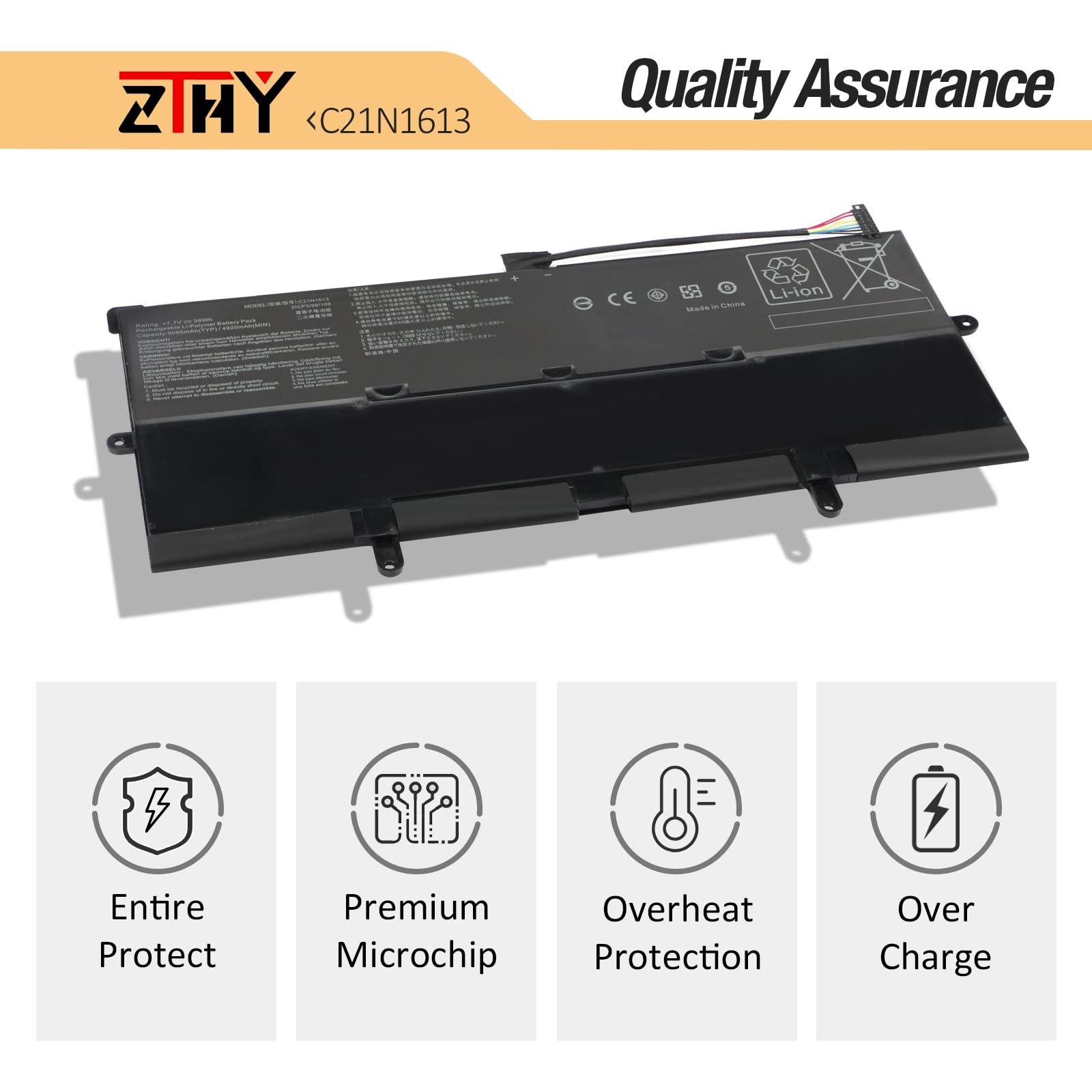 Zthy C21N1613 Laptop Battery Replacement For Asus Chromebook Flip C302 C302C C302Ca C302Ca Dh75 G C302Ca Dh54 C302Ca Dhm3 G C302