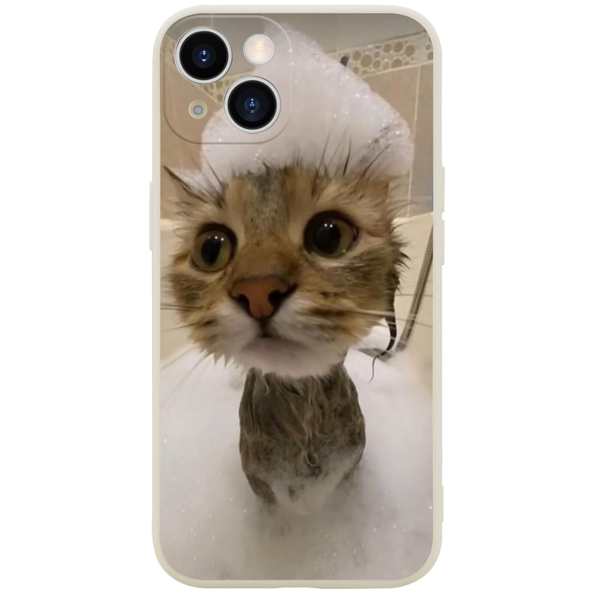 Wihytec Shower Cat Kitten Phone Case For Iphone 14 Cute Cat Kitten Case Cover Liquid Silicone Soft Gel Rubber Matt Phone Cover W