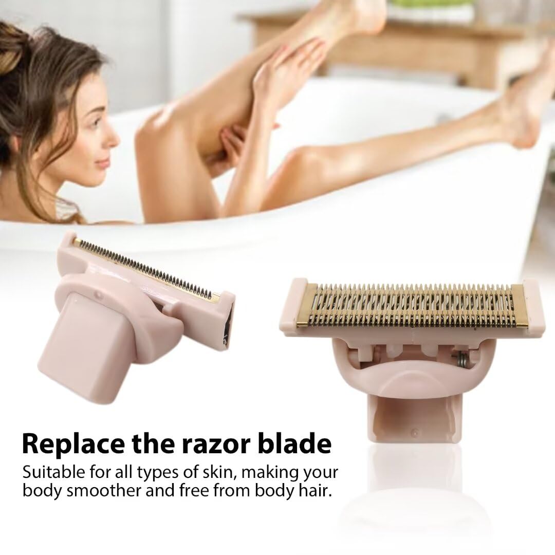 Latest Ver. 2Pcs Replacement Head Fit For Flawless Nu Razor, With Rose Gold Plated Body Hair Remover Tool With Covers Compatible