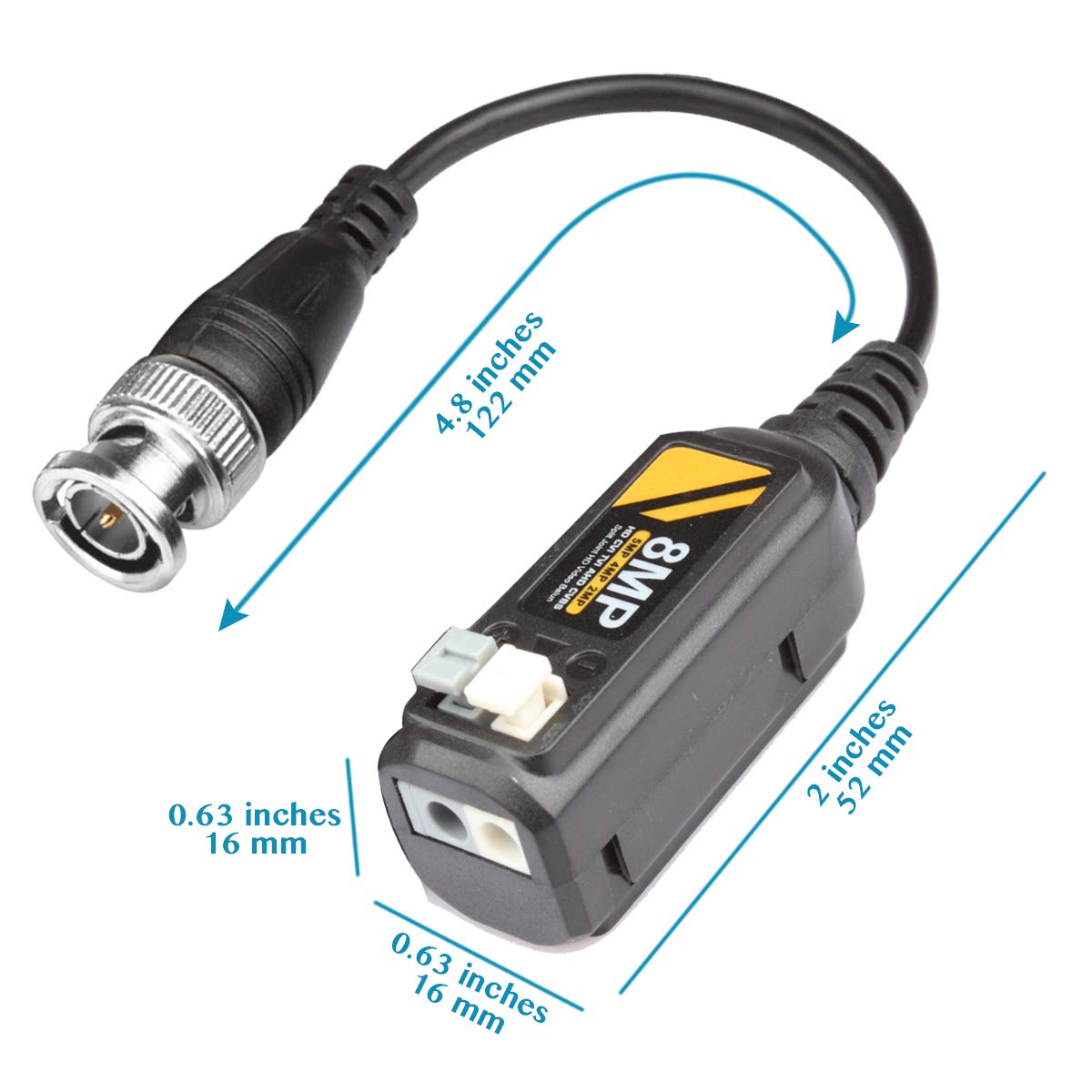 Heneng 20 Pairs Video Balun Connectors Passive Ahd/Tvi/Cvi/Cvbs Signal Transceivers Max. 8Mp Compatible With 720P/960P/1080P/3Mp