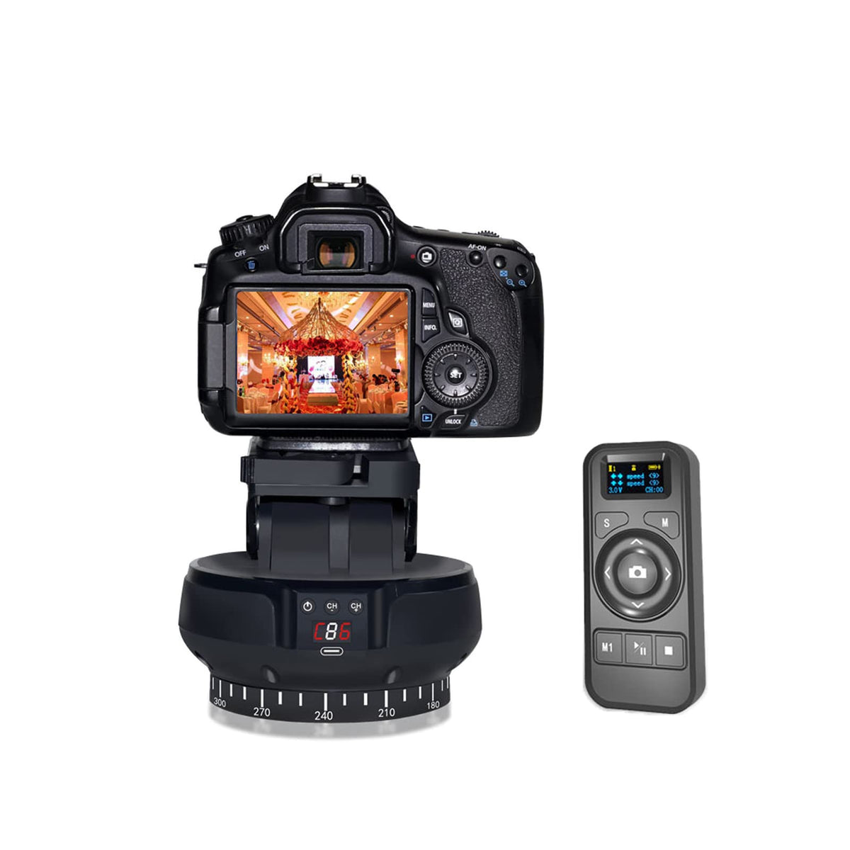 Motorized Panoramic Tripod Head, 2.4G Electronic Camera Tripod Head + 360