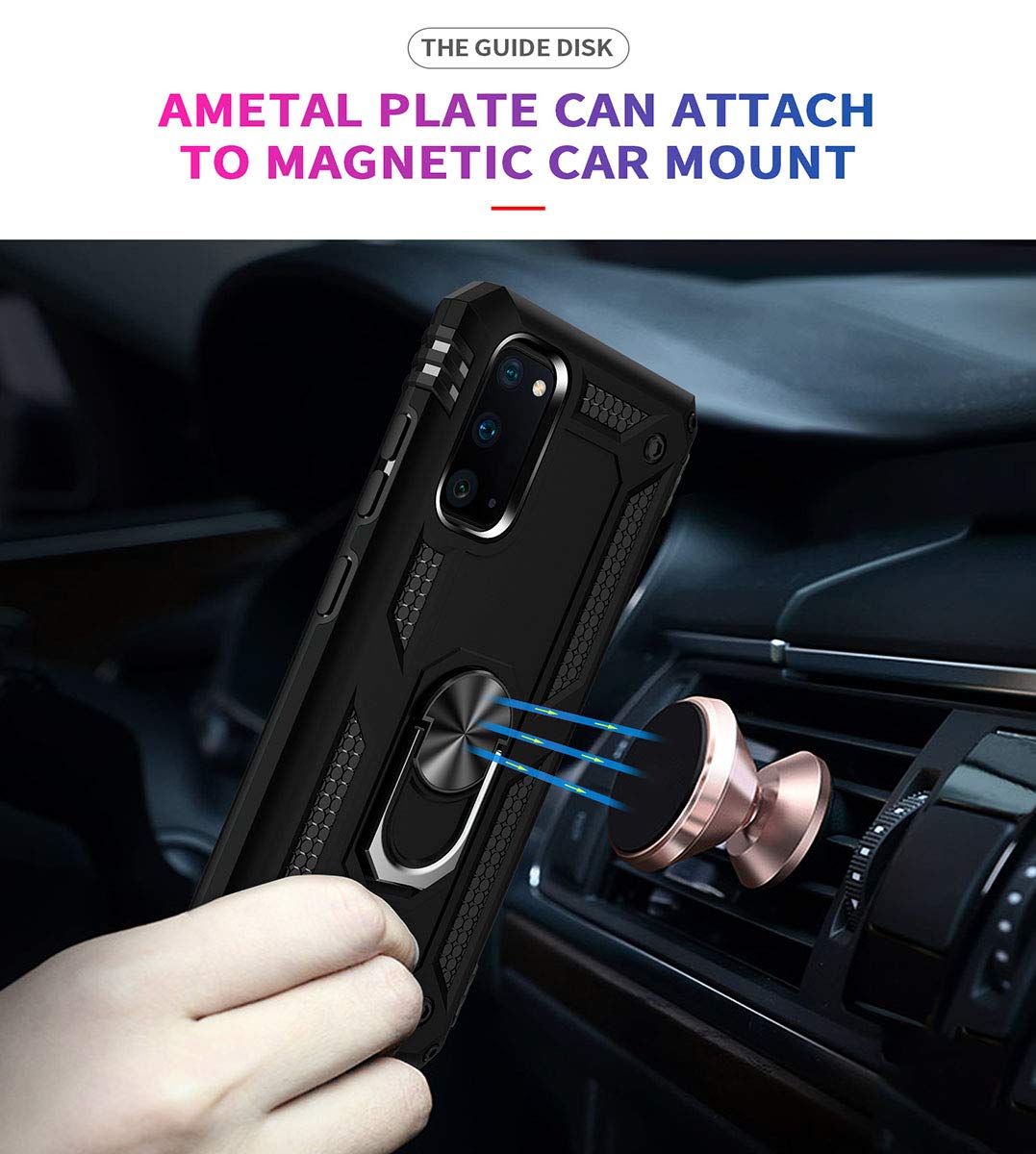 Addit Case For S20 Phone Case Samsung Galaxy S20 Case, Military Grade, Heavy Duty, With Ring Holder Stand, Support Magnet Car Mo