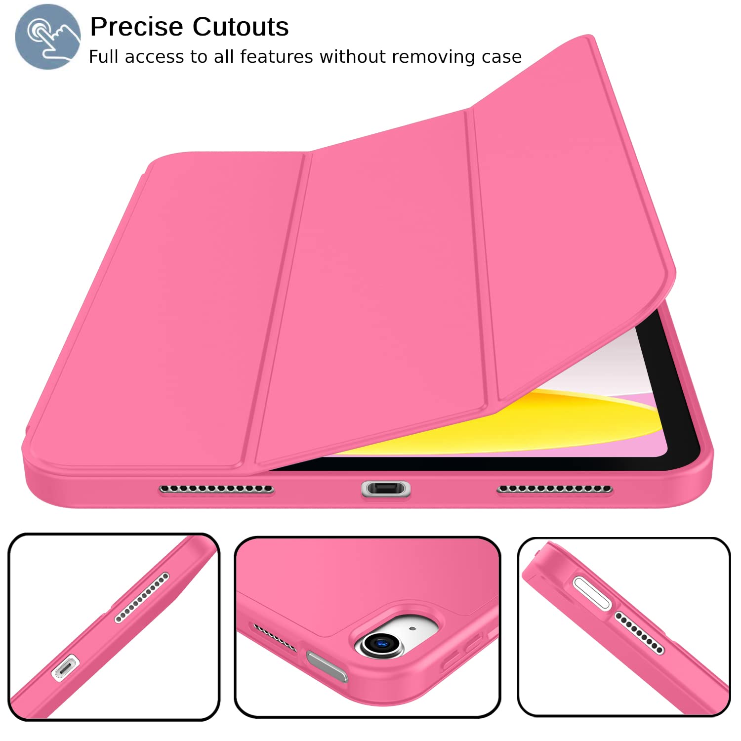 Imieet New Ipad (A16) 11Th Generation Case 11 Inch 2025, Ipad 10Th Generation Case 2022 10.9 Inch With Pencil Holder, Trifold Stand Smart Cover With Soft Tpu Back,Auto Wake/Sleep(Watermelon)