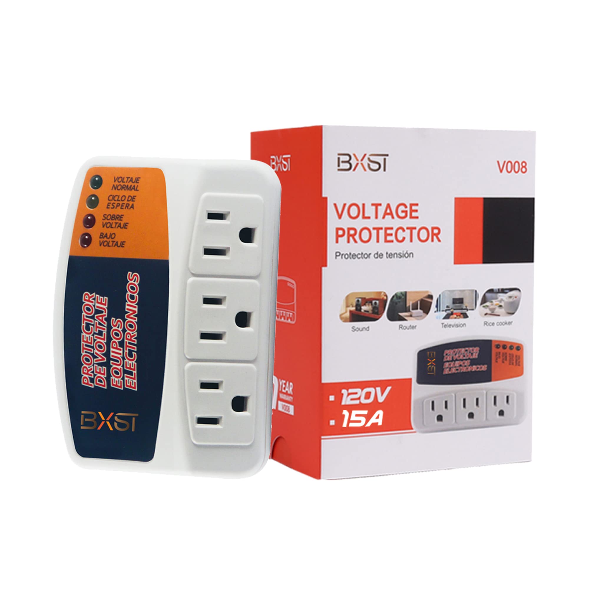 Bxst Three Outlet Plug In Voltage Protector For Home Protects Against High And Low Voltage Surge Protector For Refrigerator/Tv/P