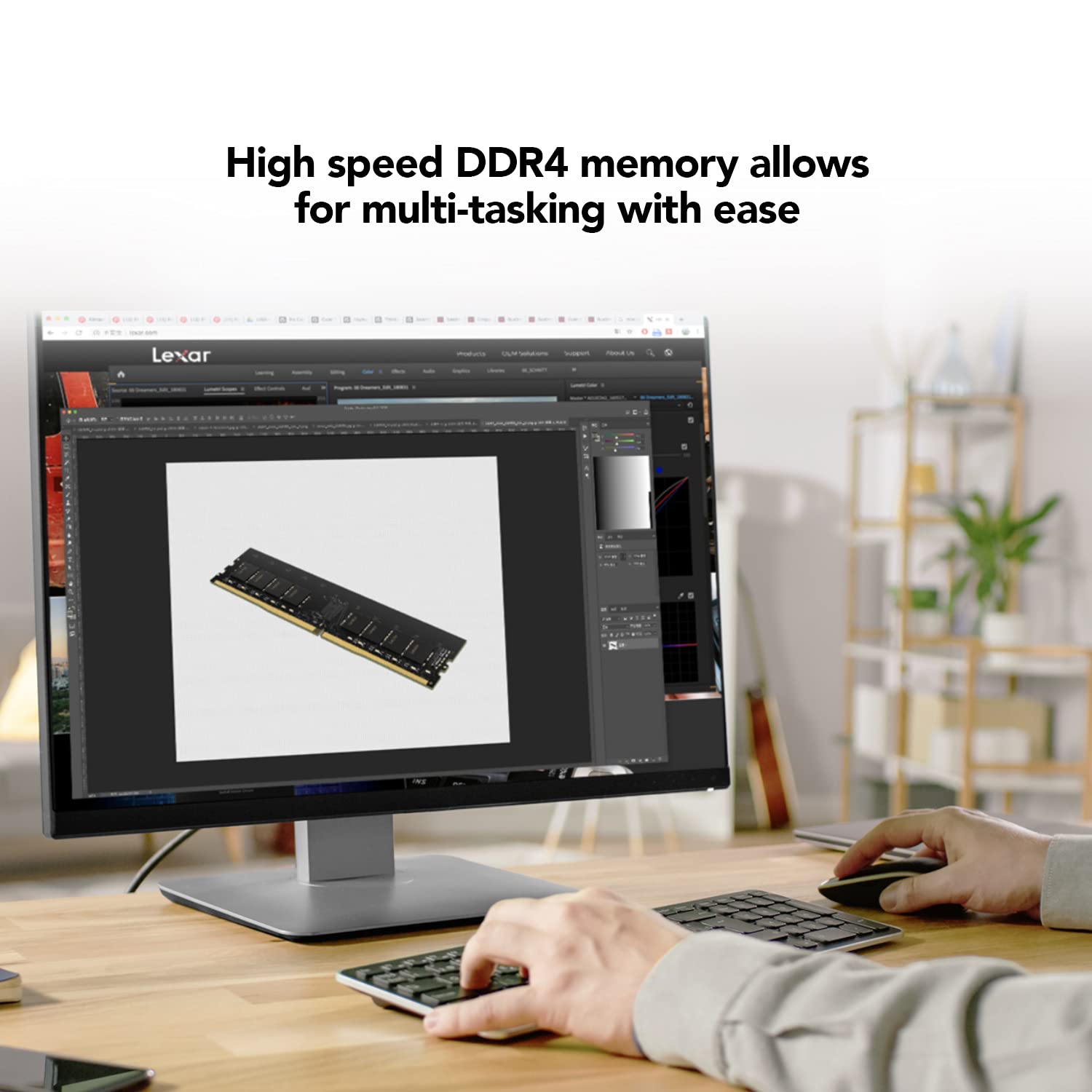 Lexar 8Gb Single Ddr4 Udimm Ram 3200Mt/S Cl22 288 Pin Desktop Memory, Black (Ld4Au008G B3200Gsst)