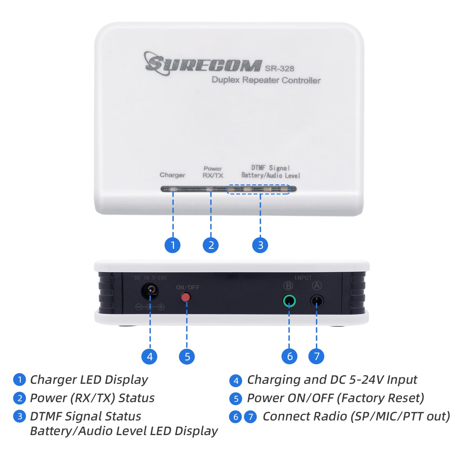 Mcbazel Surecom Sr 328 Cross Band Radio Duplex Repeater Controller With 2 Pcs K Plug Cable For Kenwood Bf 888S Wouxun Baojie Hyt Linton