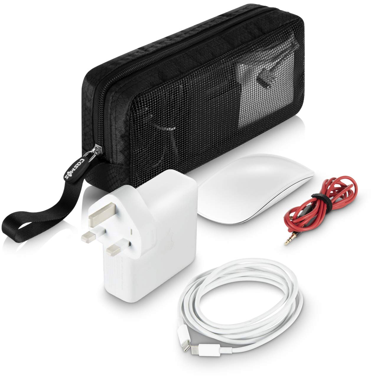 Cm Travel Cable Organizer Case Bag Portable Computer Accessories Zipper Mesh Pouch Bag For Holding Laptop Mouse, Power Bank, Usb