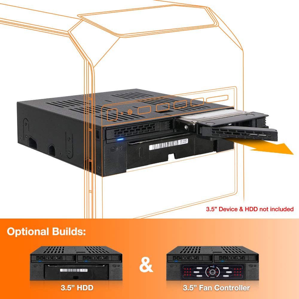 Icy Dock Tool Less 2 X 2.5 Sas/Sata Hdd/Ssd Mobile Rack +3.5'' Slot For External 5.25'' Bay   Expresscage Mb322Sp B