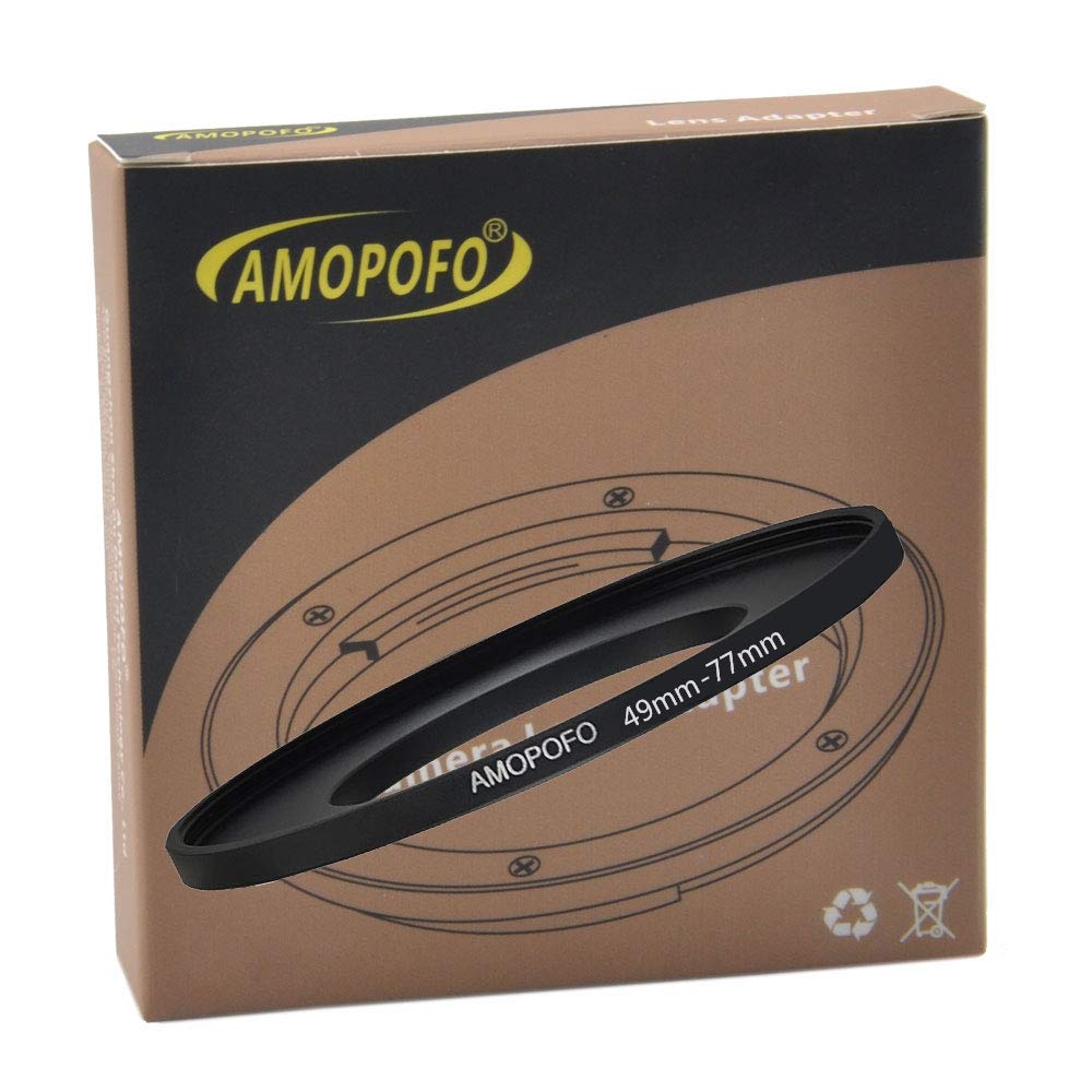 49Mm To 77Mm Metal Step Up Ring Adapter For Canon,For Nikon,For Sony,For Fuji,M4/3 Camera Lenses To Uv,Nd,Cpl Camera Filters, Made From Cnc Machined With Matte Black Electroplated Finish