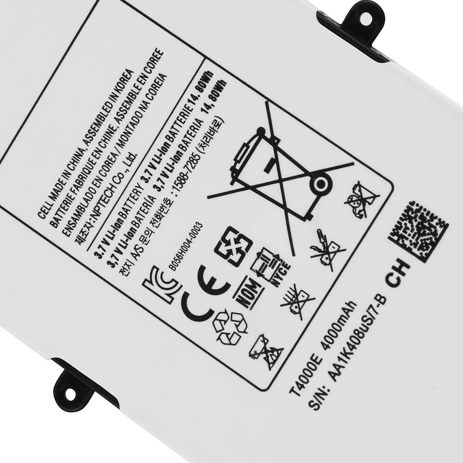 Hubei T4000E Li-ion Tablet Battery Replacement for Samsung Galaxy Tab 3 7.0" SM-T210 White 3.7V 14.8Wh