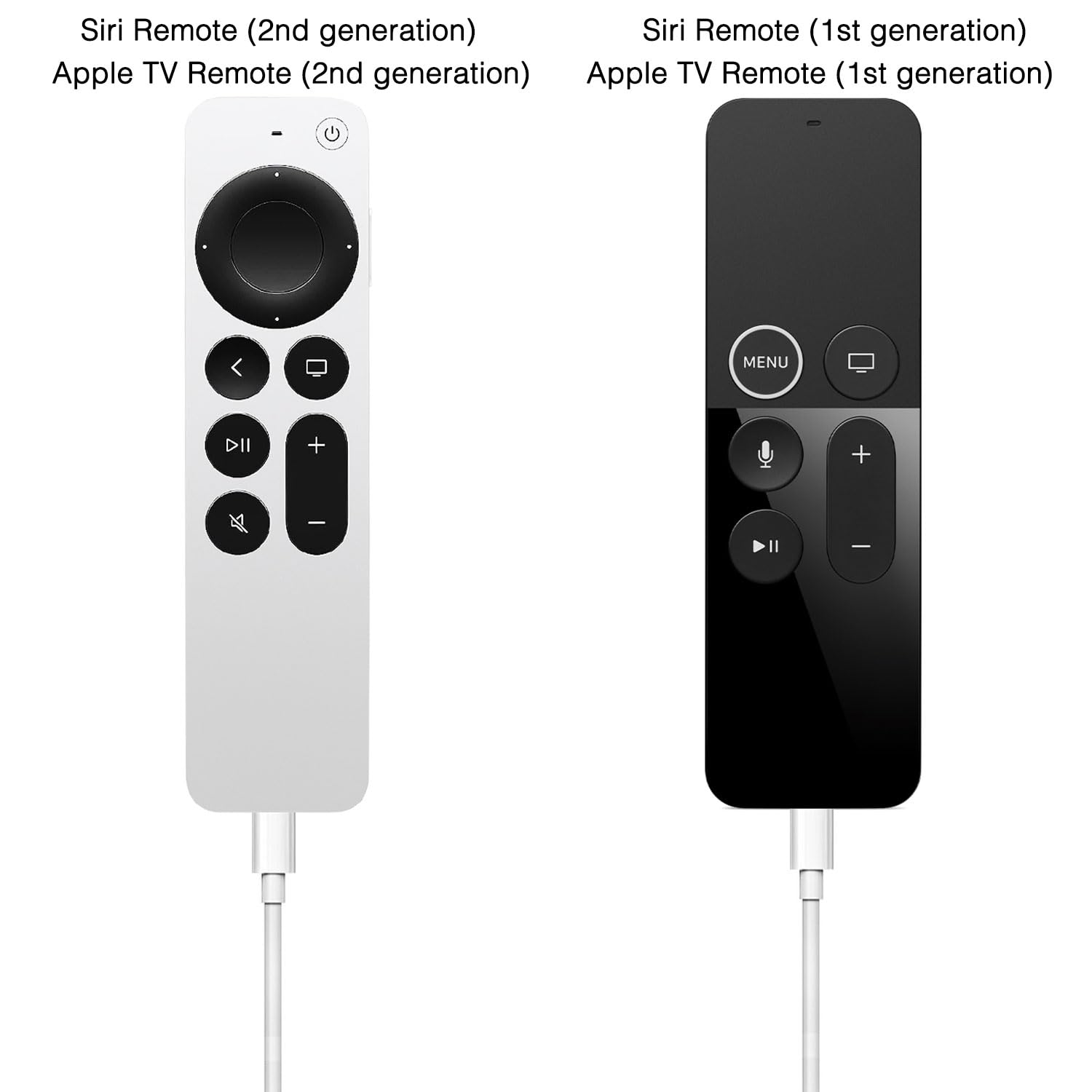 Usb A To Lightning Cable For Apple Tv Remote Charging (Compatible With Older Models Only, Not Compatible With Newer Ones), Siri