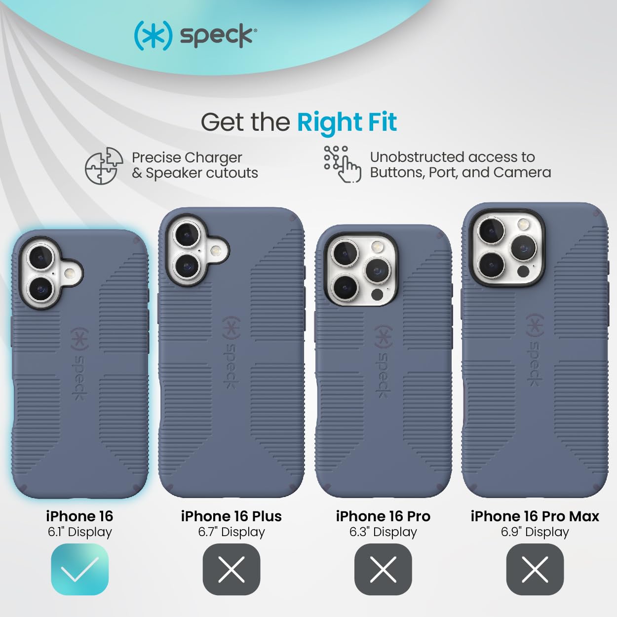 Speck Iphone 16 Case   Iphone 16 Case For Women, And Men   Candyshell Grip Case Iphone 16 Phone Case Slim Magsafe   Mystery Blue