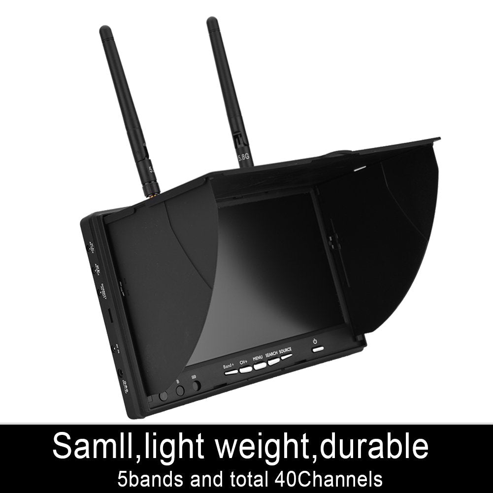 Fpv Monitor, 800X480 5.8Ghz 40Channels 7Inch Lcd Screen Monitor/Display Dual Receiver Monitor For Fpv Drone Quadcopter Automatic