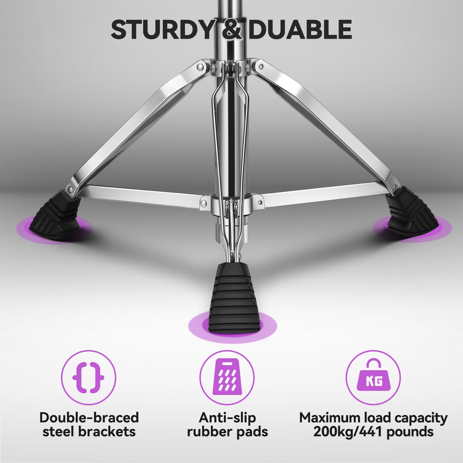 Augioth Hydraulic Drum Throne With 4 Memory Foam Seat (18-22 Height Adjustable) - Upgraded Tripod Base Supports 500Lbs, Breathab
