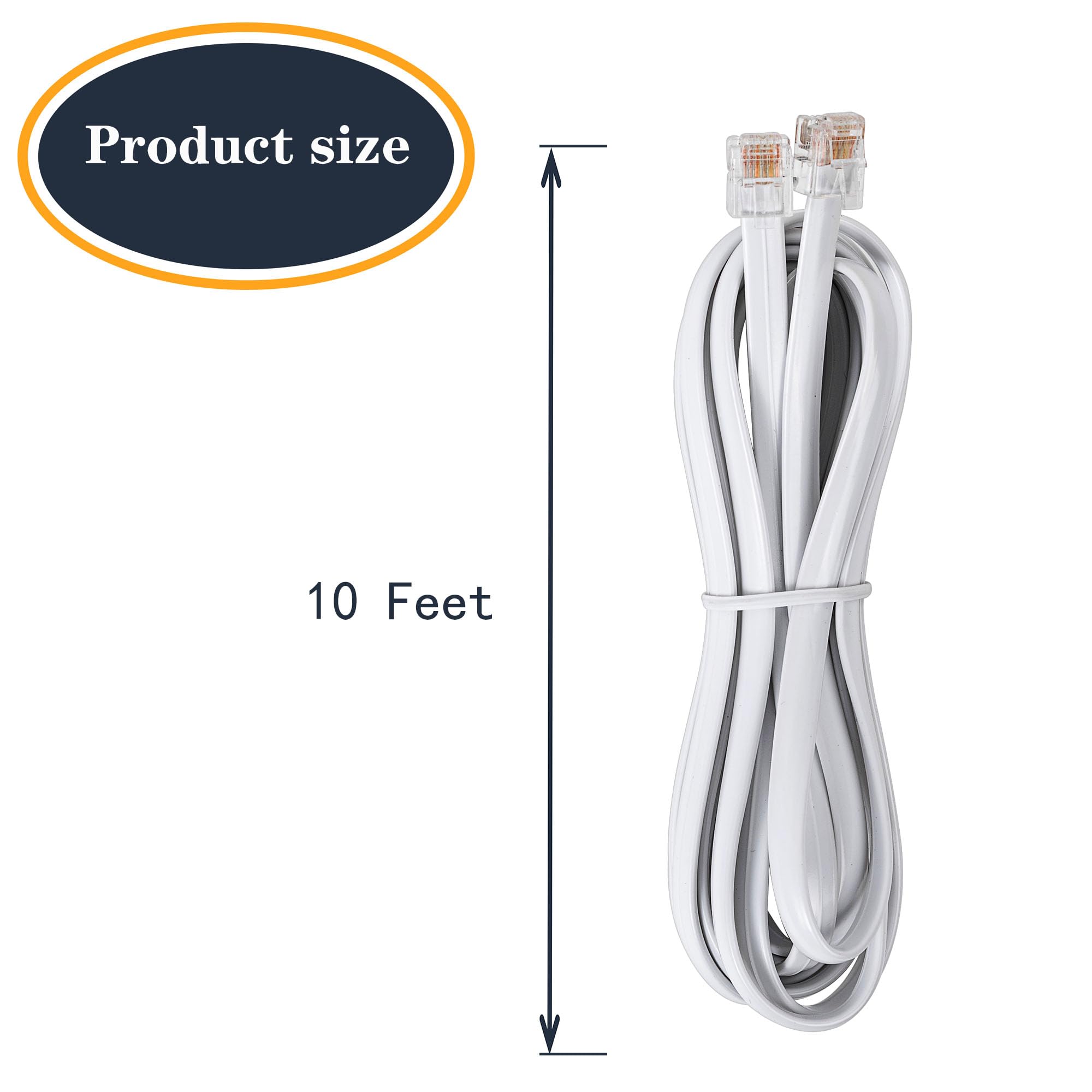 Jmzly Rj12 Cable Phone Cord Rj12 6P6C Male To Male Straight Wired For Both Data And Voice Use White   10Feet3 Pack