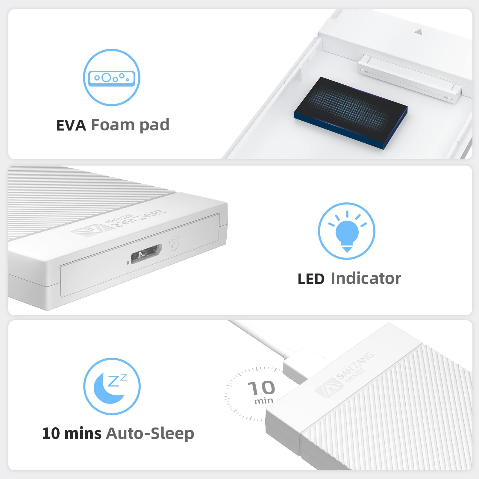 San Zang Master 2.5 Inch Hard Drive Enclosure, 5Gbps Usb 3.0 To Sata Iii 5Gbps High Speed Transmission For 7 9.5Mm Hdd Ssd Enclo