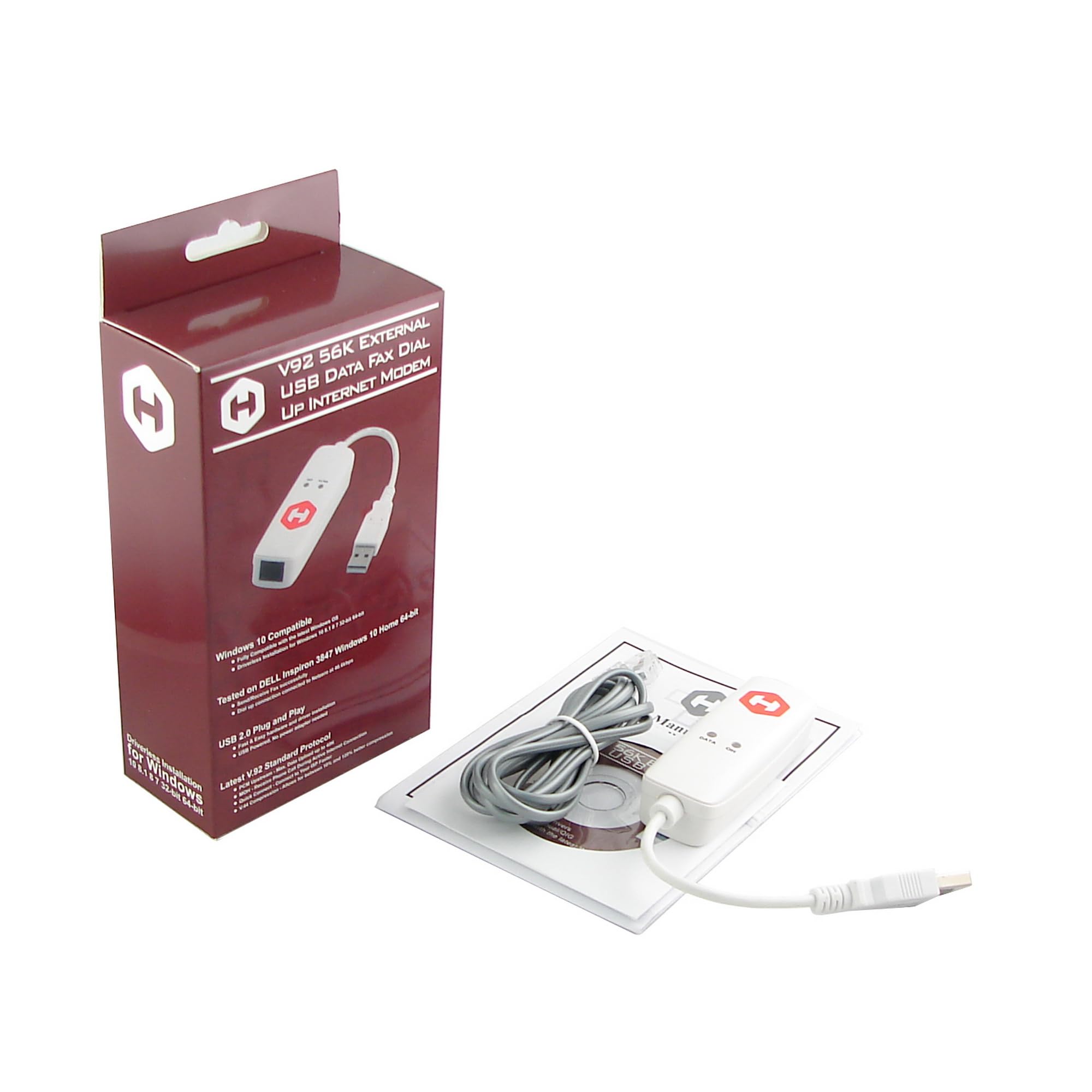 Hiro AC H50353 V92 56K USB Data Fax Dial Modem Single Port
