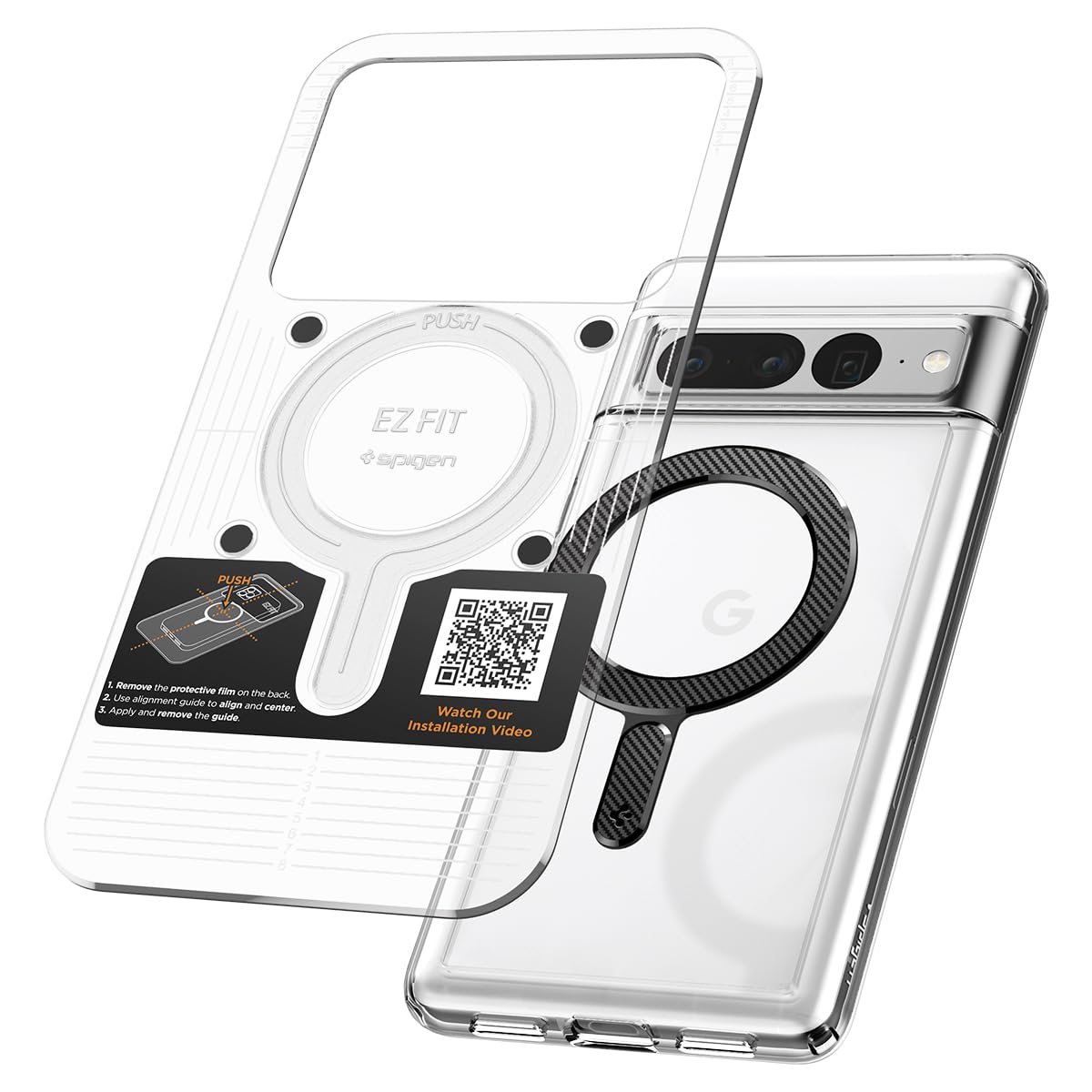 Spigen Magnetic Ring Plate for MagSafe Compatibility with iPhone Galaxy Pixel Cases - Carbon