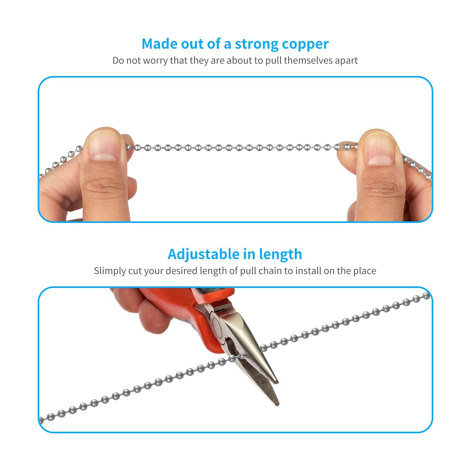 Generic Elfcab Ceiling Fan Pull Chain Set, Including 4Pcs Beaded Ball Fan Pull Chain Pendant, Extra 8Pcs Pull Loop Connectors, 2