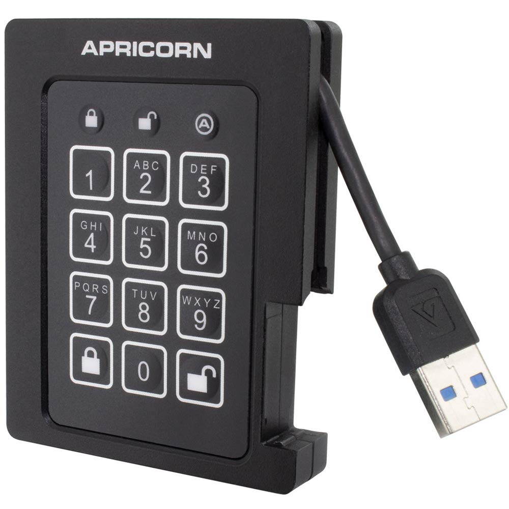 Apricorn Aegis Padlock 480 Gb Ssd 256 Bit, Fips 140 2 Level 2 Validated Ruggedized Usb 3.0 Encrypted External Portable Drive