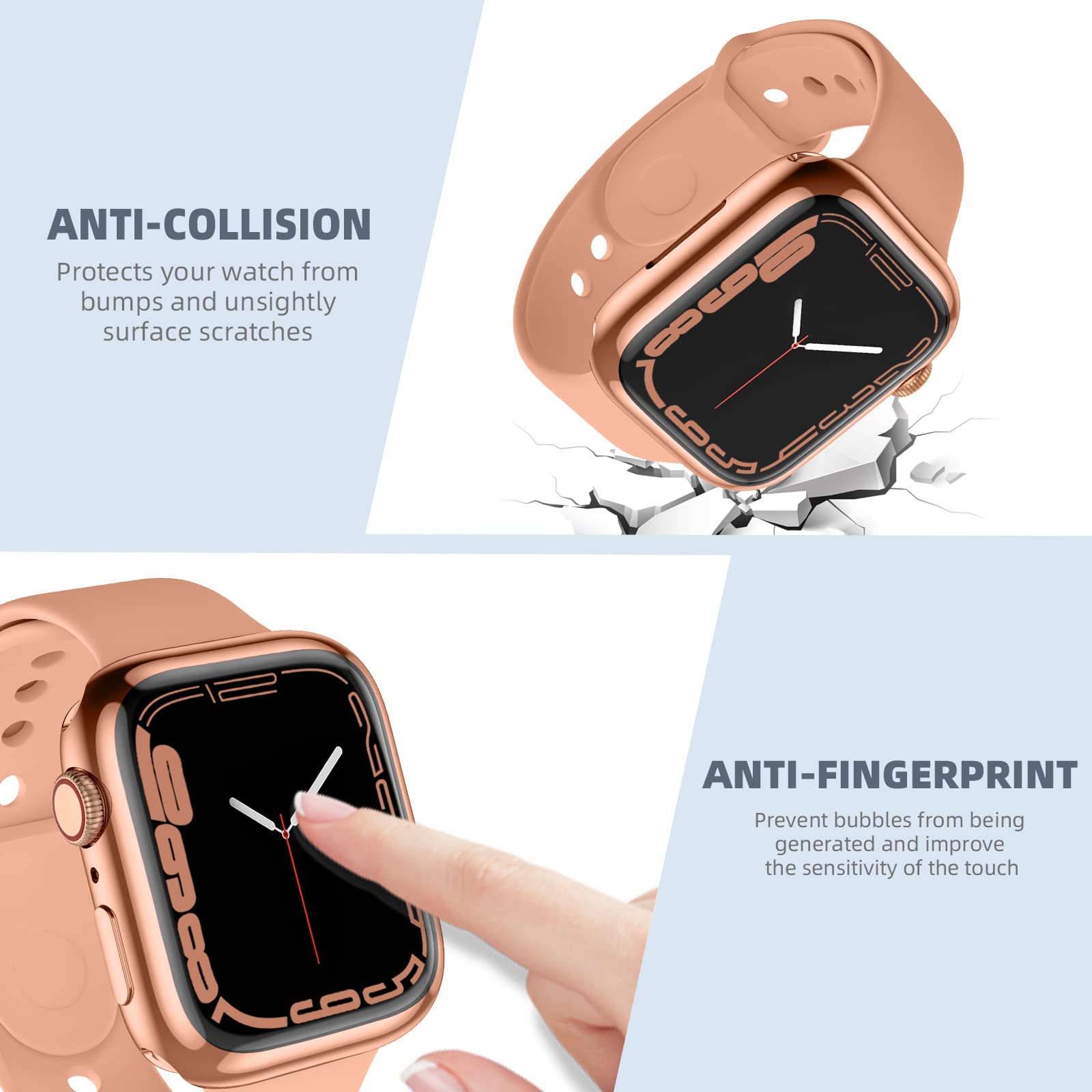 Geak Compatible With Apple Watch Case 45Mm, Soft Hd High Sensitivity Apple Watch Screen Protector 45Mm With Tpu All Around Anti