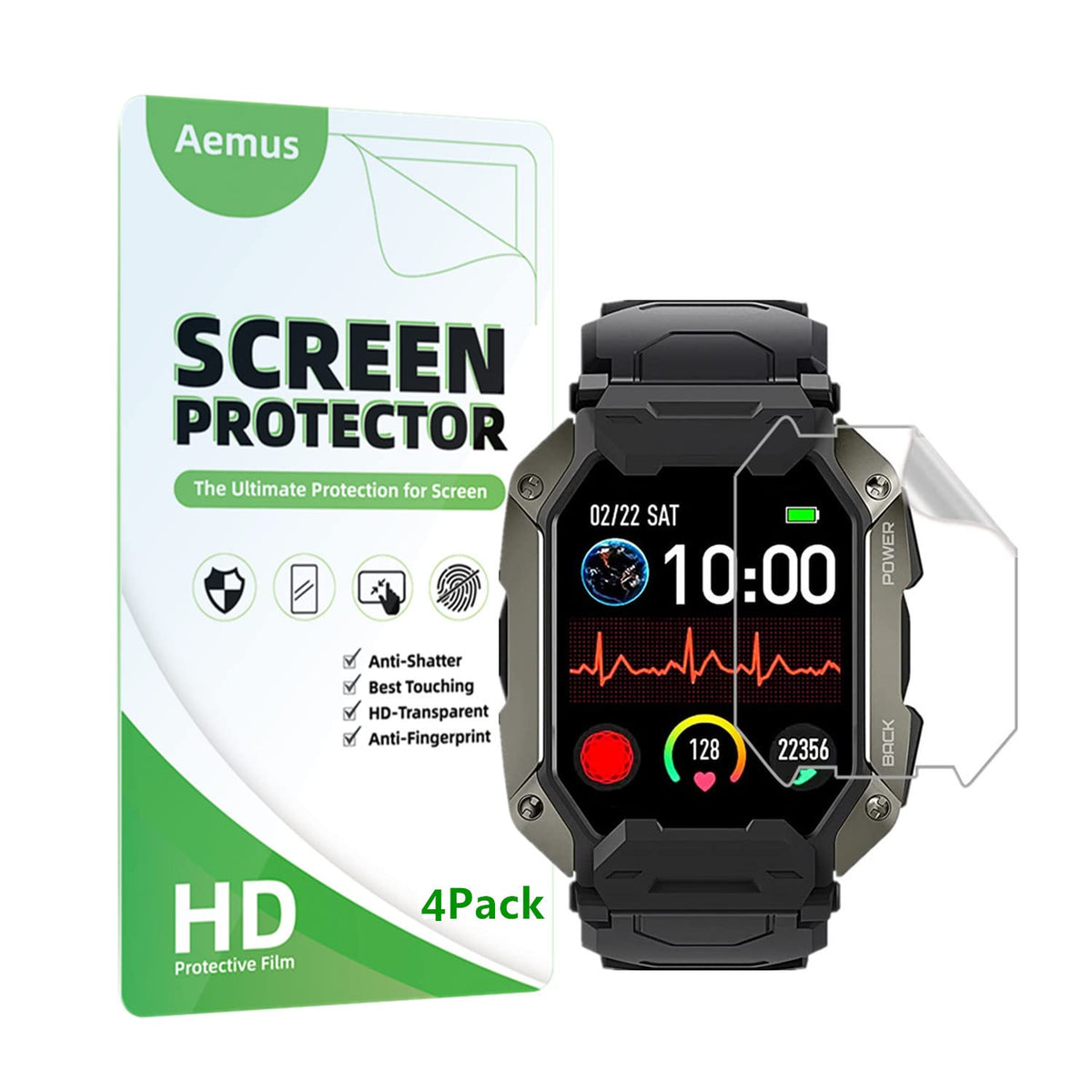 Aemus Compatible For Amaztim C20 Smart Watch Screen Protector (4 Pack) Hd Pet Film, Compatible For Kospet Tank M1 Pro/Carbinox T