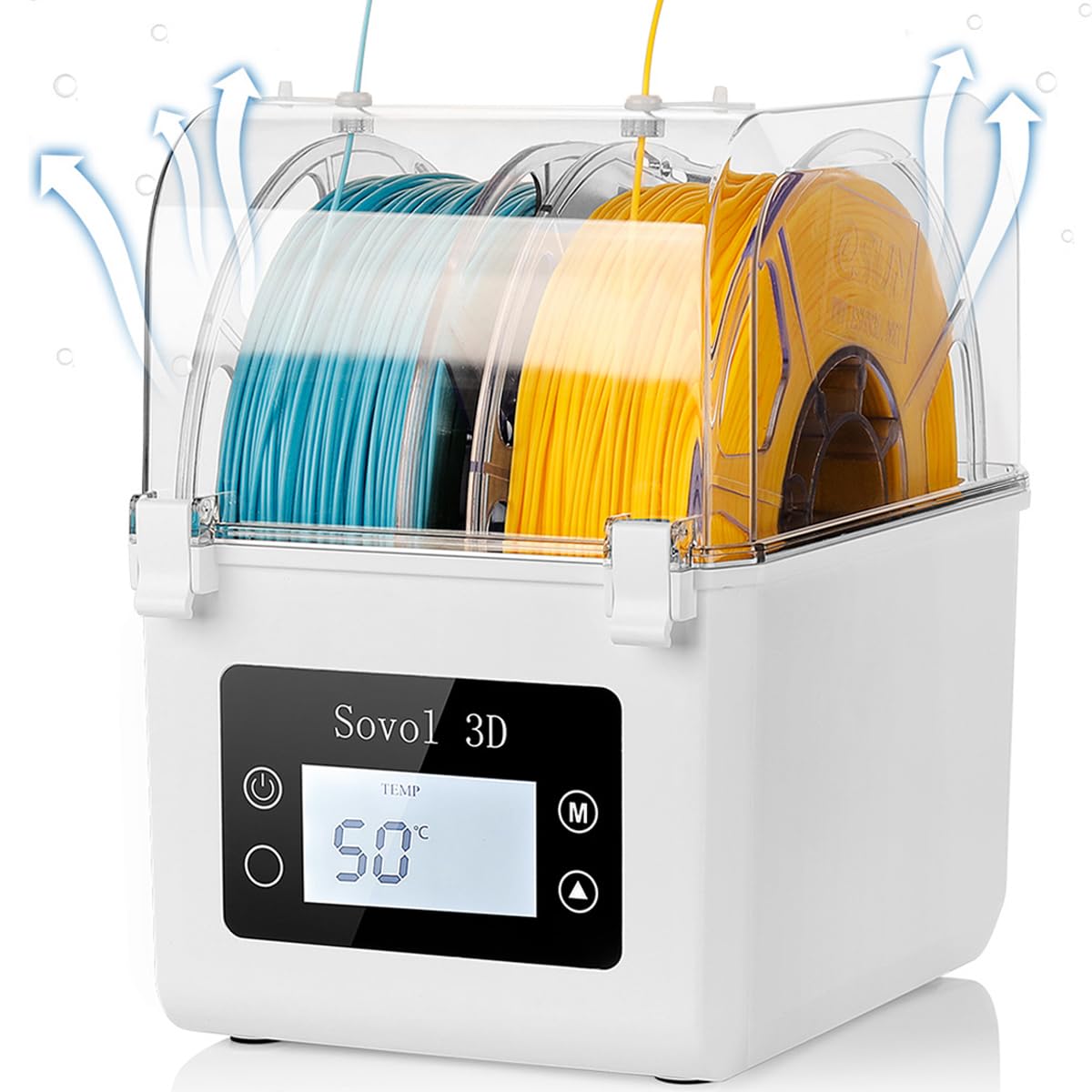 Sovol Filament Dryer 2025, SH01 Filament Dehydrator 3D Printer Spool Holder with Upgraded Fan, Dry Box for Keeping Filament Dry,