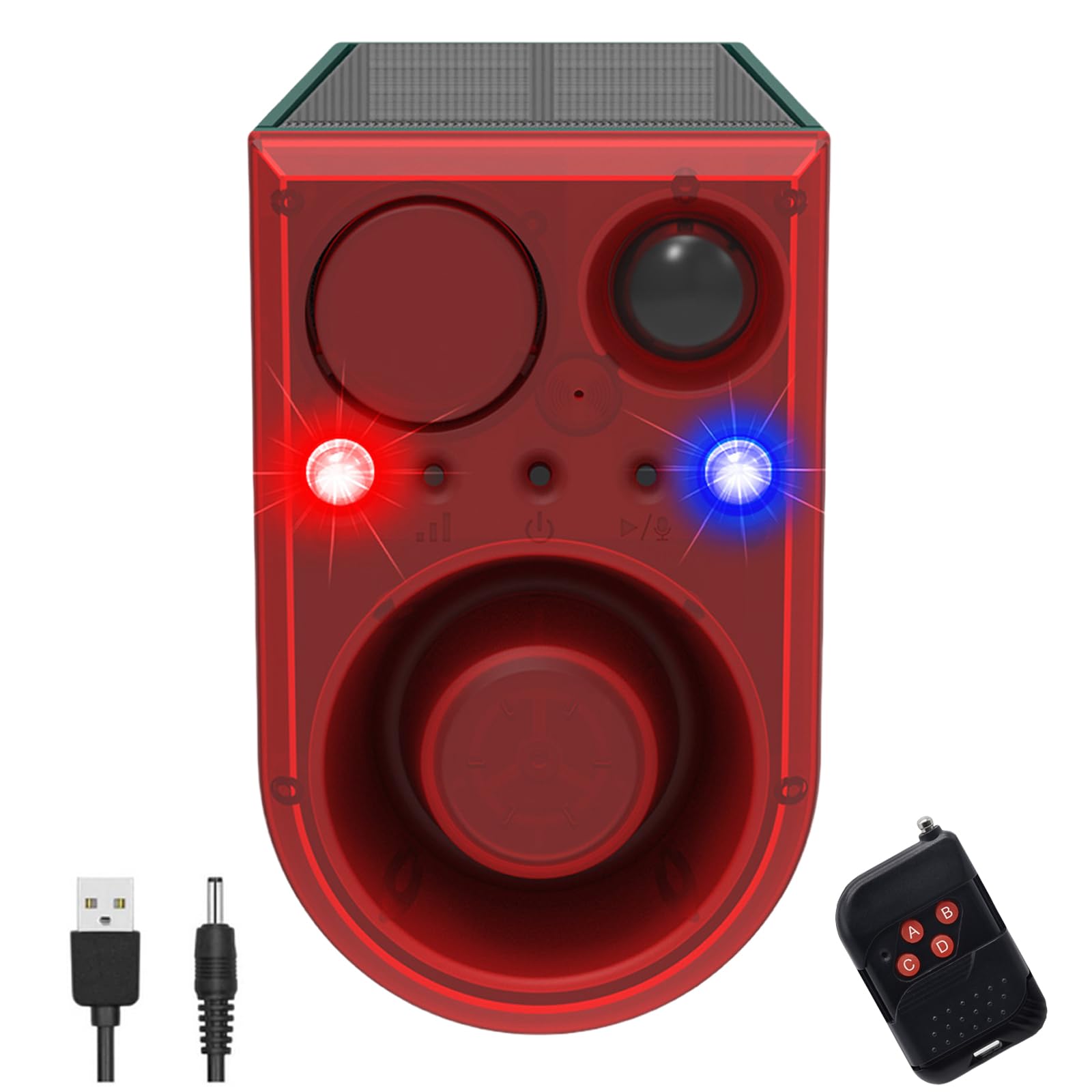 HULPPRE Solar Outdoor Motion Sensor Alarm with Ultrasonic-13 Sounds Including Dog Barking/Gunshot Sound,130db Loud Noise Maker,S