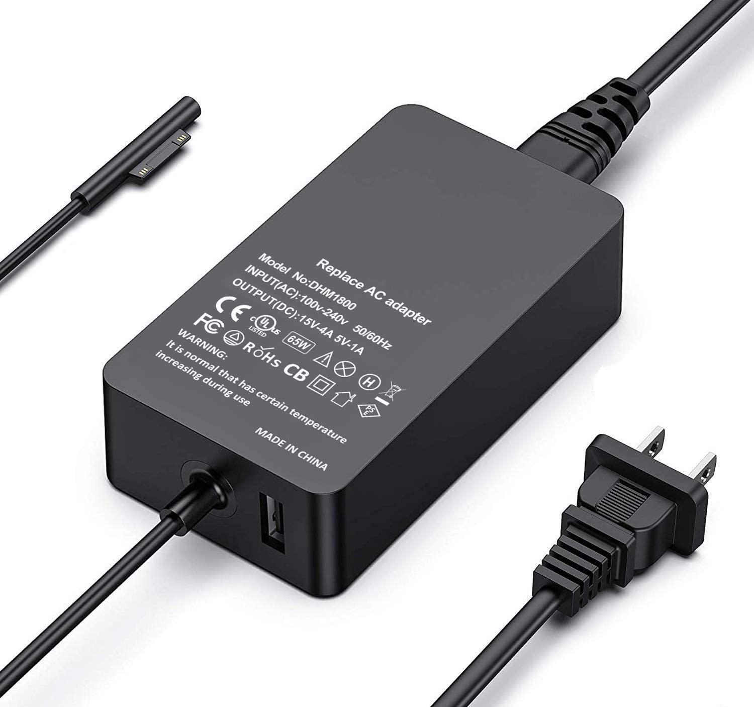 Surface Pro Charger, 65W 15V 4A Surface Laptop Charger Power Supply For Microsoft Surface Pro 3/4/5/6/7/8/9/X Surface Laptop 1/2