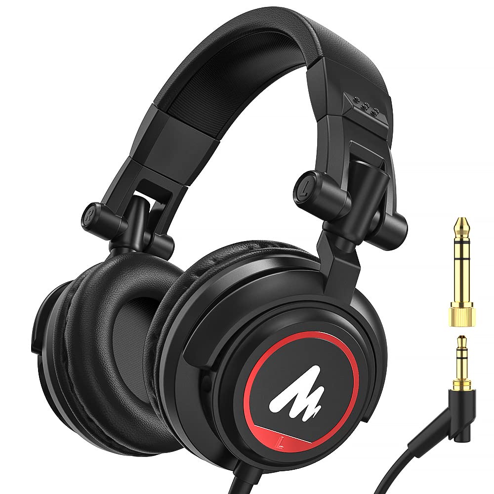 Maono 50Mm Drivers Over Ear Studio Headphones, Au Mh501 Stereo Monitor Closed Back Headphones, Lightweight Foldable Design For S
