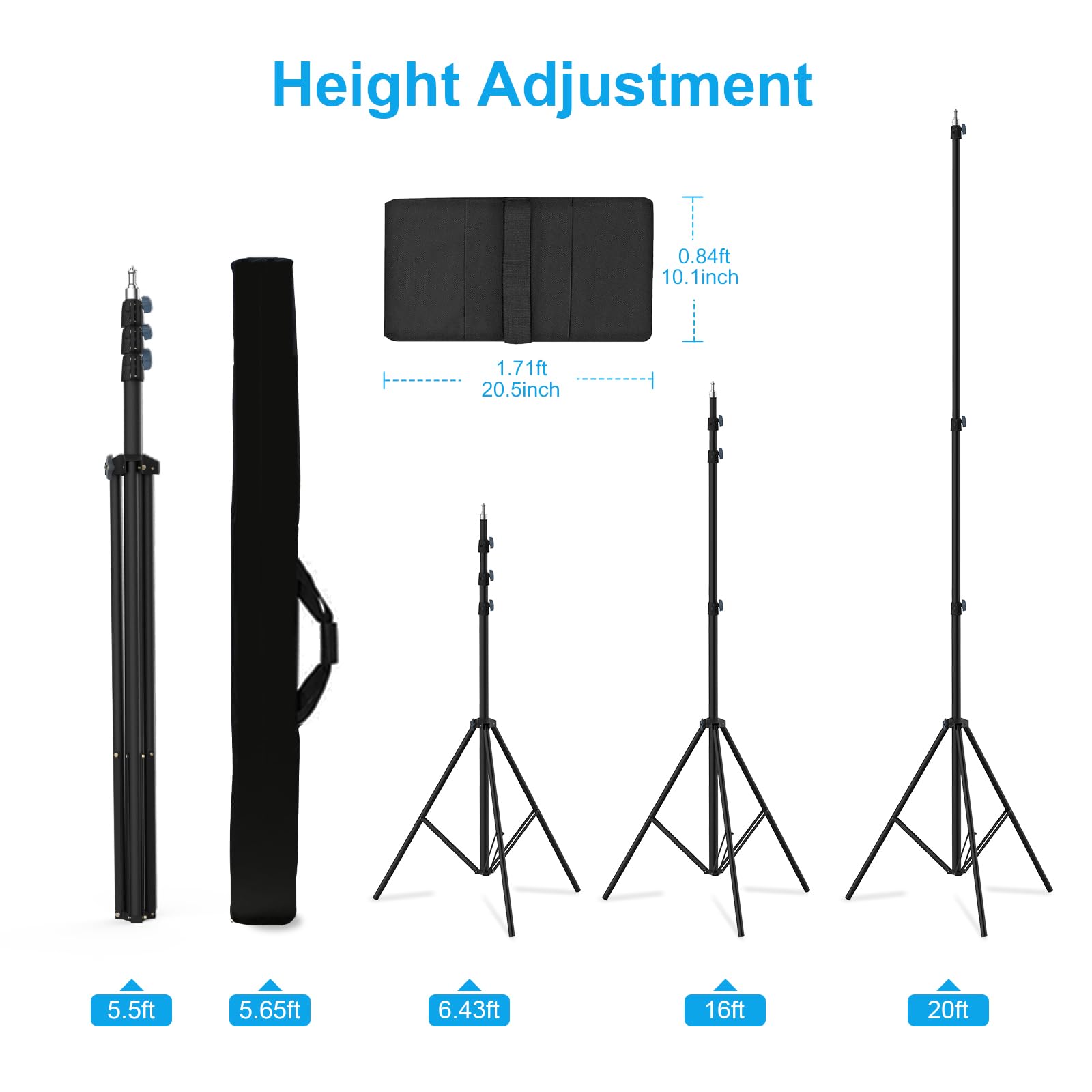 Geordgy 20' Heavy Duty Tripod Stand, 240''/20Ft/600Cm Air Cushioned Super Tall Tripod Telescoping Tripod Sky High Light Stand Fo