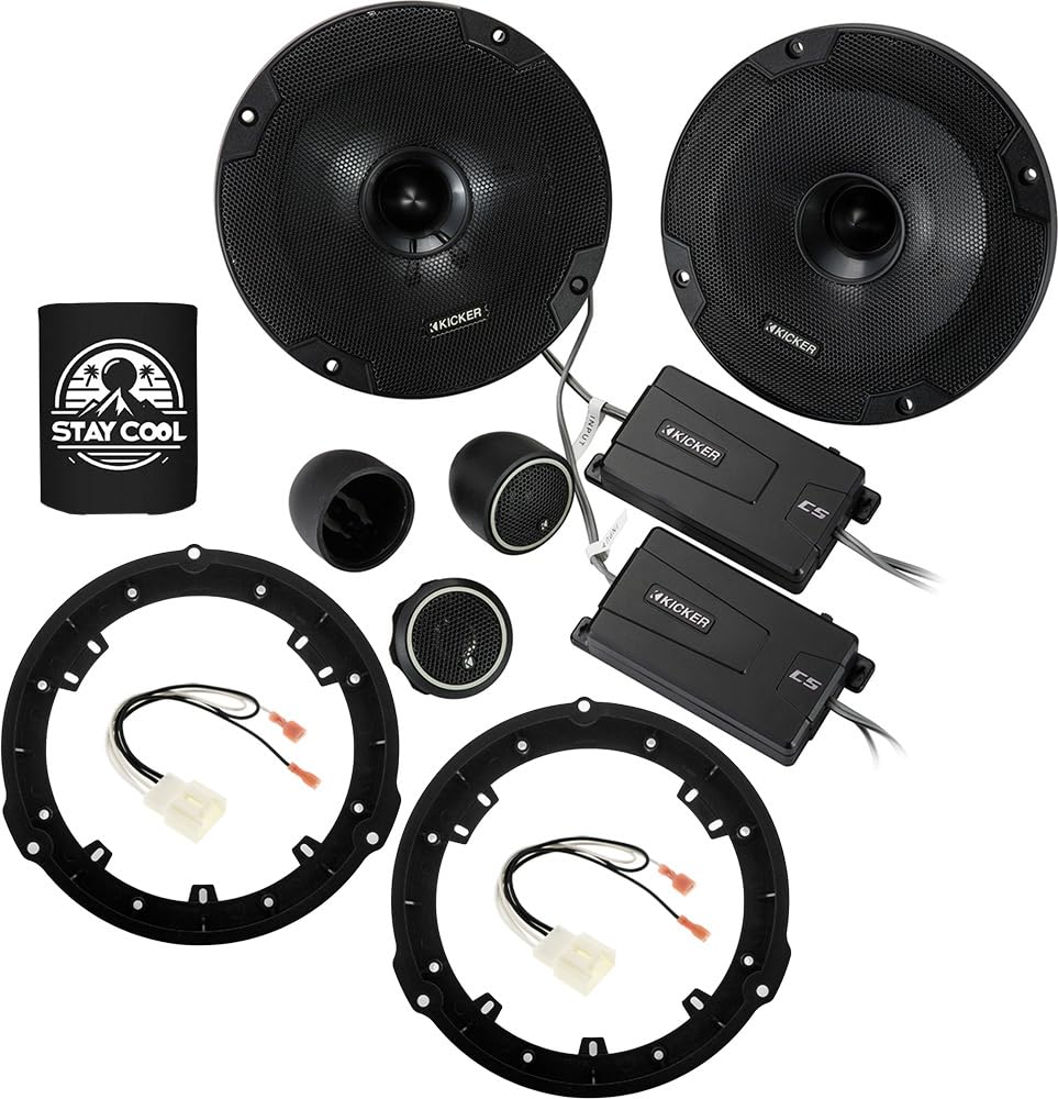 KICKER Rear Door 6.5 Speakers Kit for Ford F-250/F-350/F-450/F-550 2017-24 Upgrade Kit - Pair of CS Series 6 1/2 Inch Component