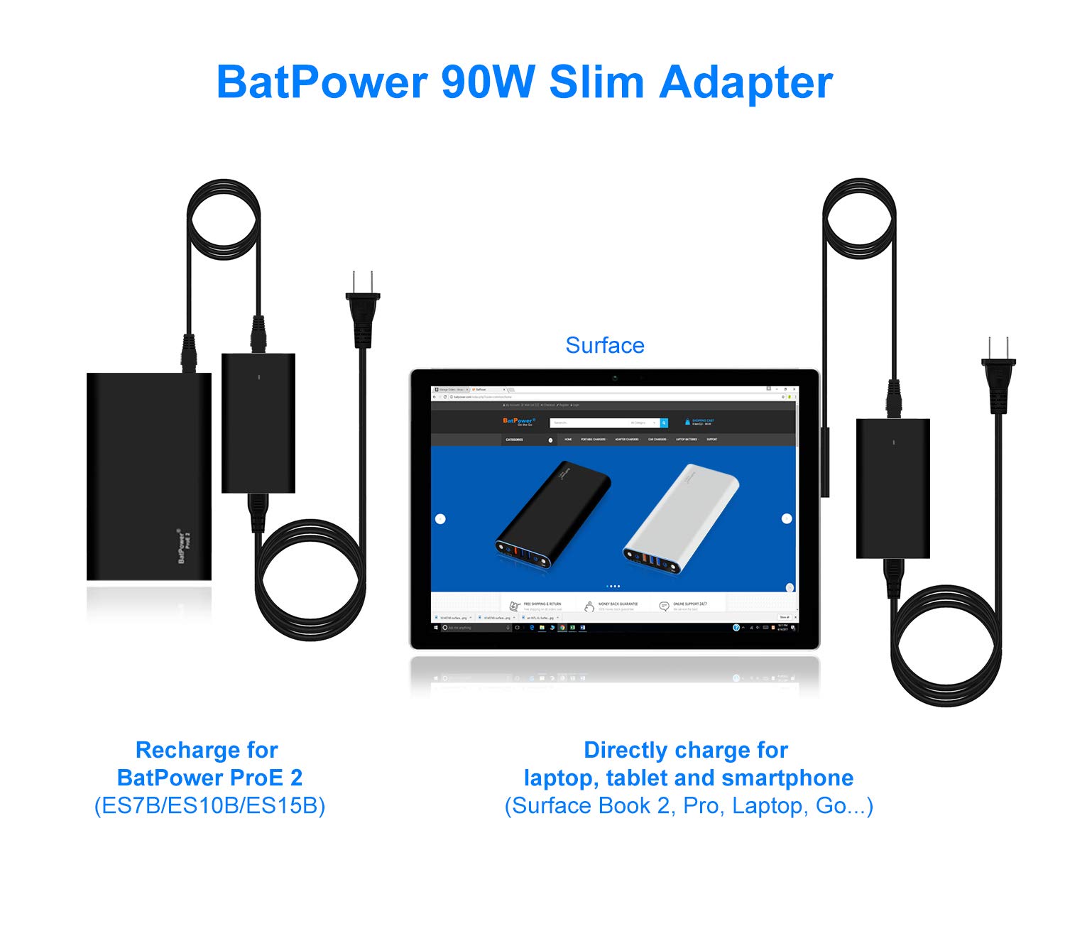 Batpower Proe 2 Es10B 148Wh Ms Surface Power Bank For Surface Book 3 2 1 External Battery Surface Laptop 4 3 2 1 Surface Pro X 8