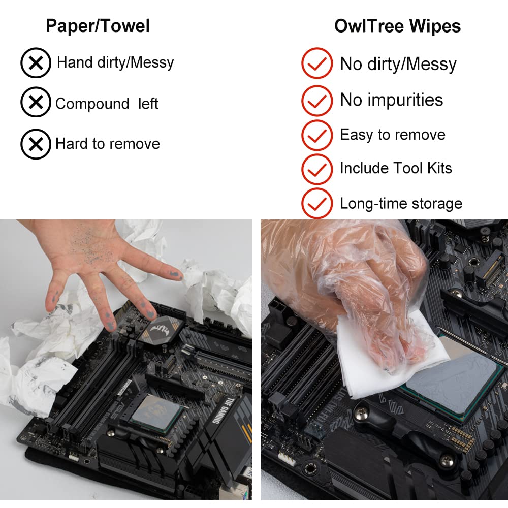 Owltree Thermal Paste Remover Kits For Cpu, Gpu, Heatsink Etc (20 Pieces Wipes)