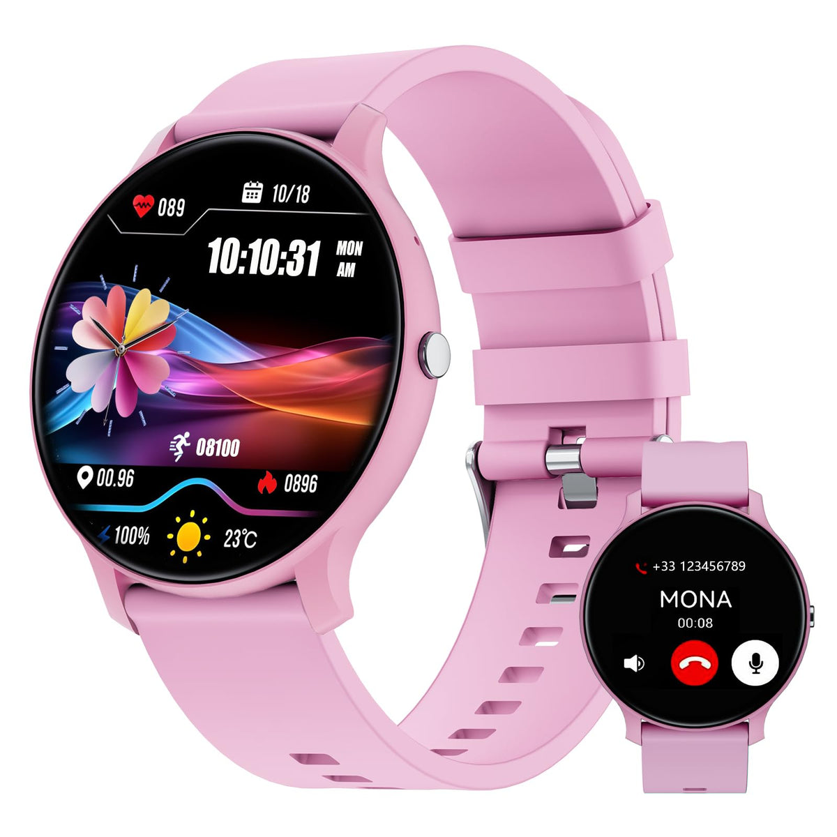 Smart Watch For Women, 1.46 '' 360X360 Hd Touchscreen With 7Day Battery, 128 Sports Modes Fitness Tracker, Heart Rate/Sleep Moni