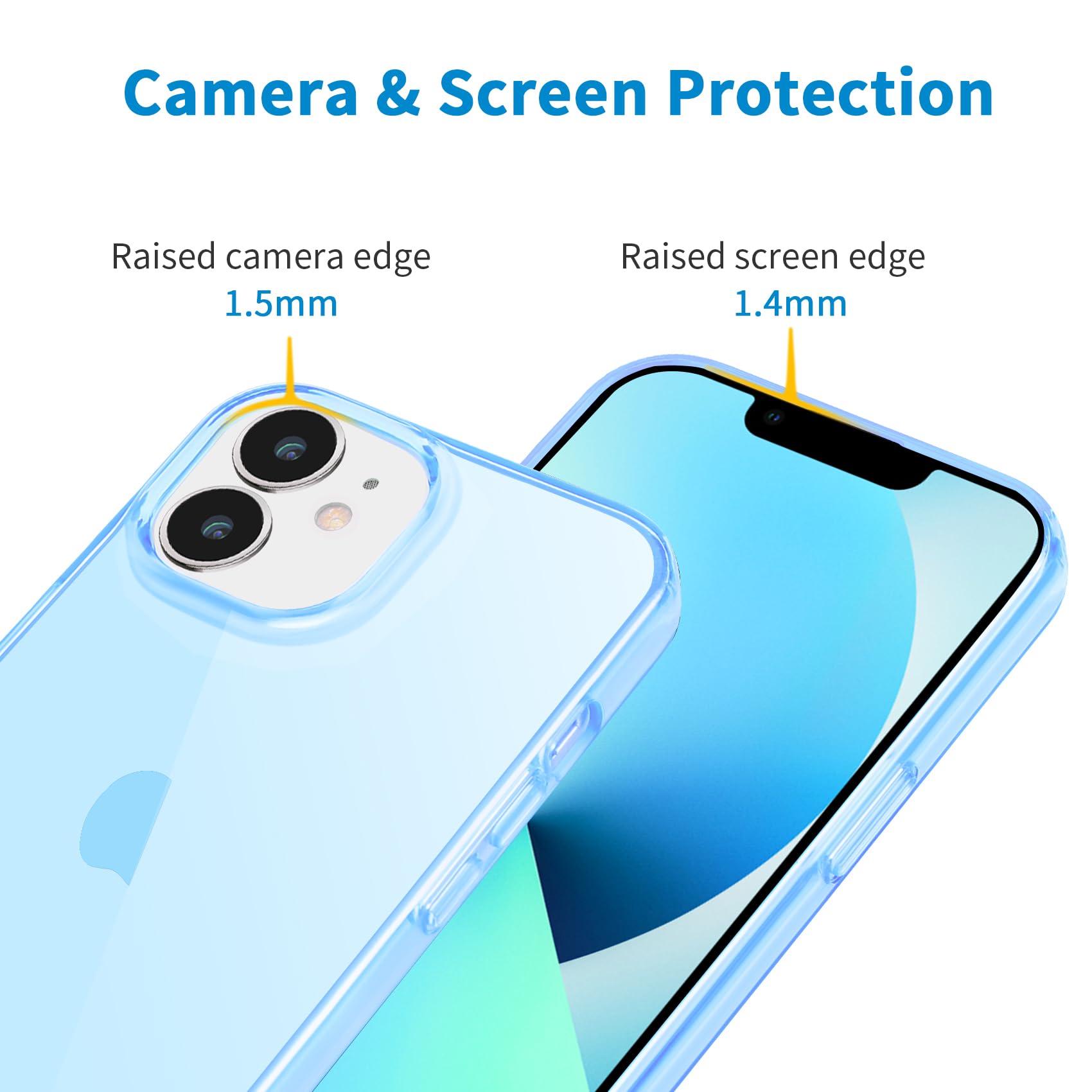 Jjgoo Compatible With Iphone 13 Case, Clear Blue Soft Shockproof Protective Slim Thin Phone Bumper Cover For Iphone 13 6.1 Inch