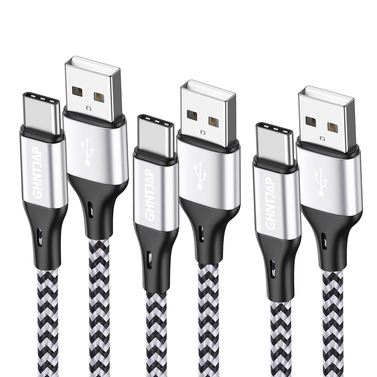 Ghntjap Usb C Cable, [3 Pack, 1.5Ft] Usb To Usb C Cable 3A Fast Charge, Usb A To Usb C Charger Cord Braided Compatible With For