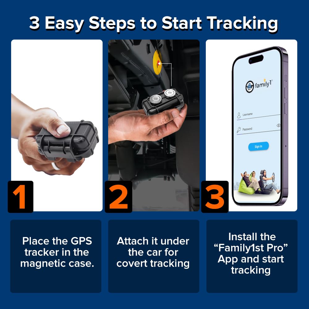 Family1St  Gps Trackers For Vehicles, Cars, Trucks, Loved Ones, Real Time Tracking With App, Hidden Tracking For Theft Protectio