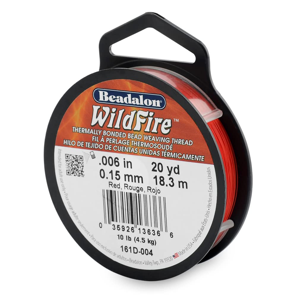 Beadalon Wildfire, 006 In, 015 Mm, Break Strength 10 Lb 45 Kg, Red, 20 Yd 18 M