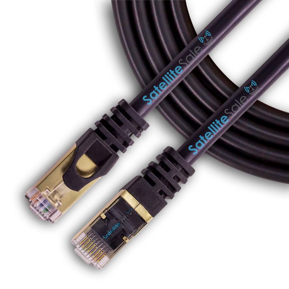 Satellitesale Rj45 Cat 7 Network Ethernet Sstp Internet Cable 600 Mhz 10 Gbps Universal Wire Black Cord 3 Feet