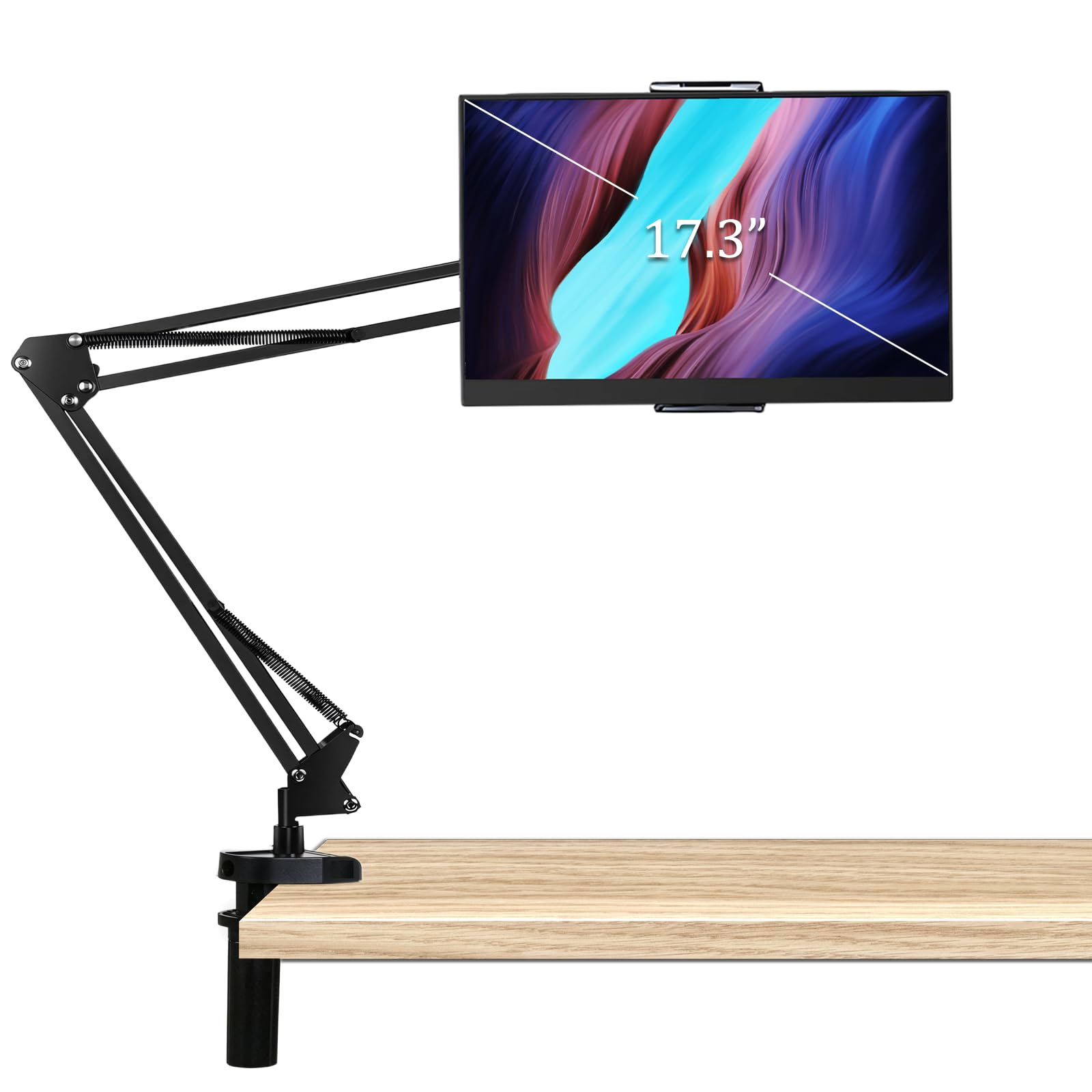 Tablet Arm Stand Mount For 4.7-17.3'' Portable Monitor, 360 Adjustable Foldable Phone Holder For Desk, Tablet Stand Compatible W
