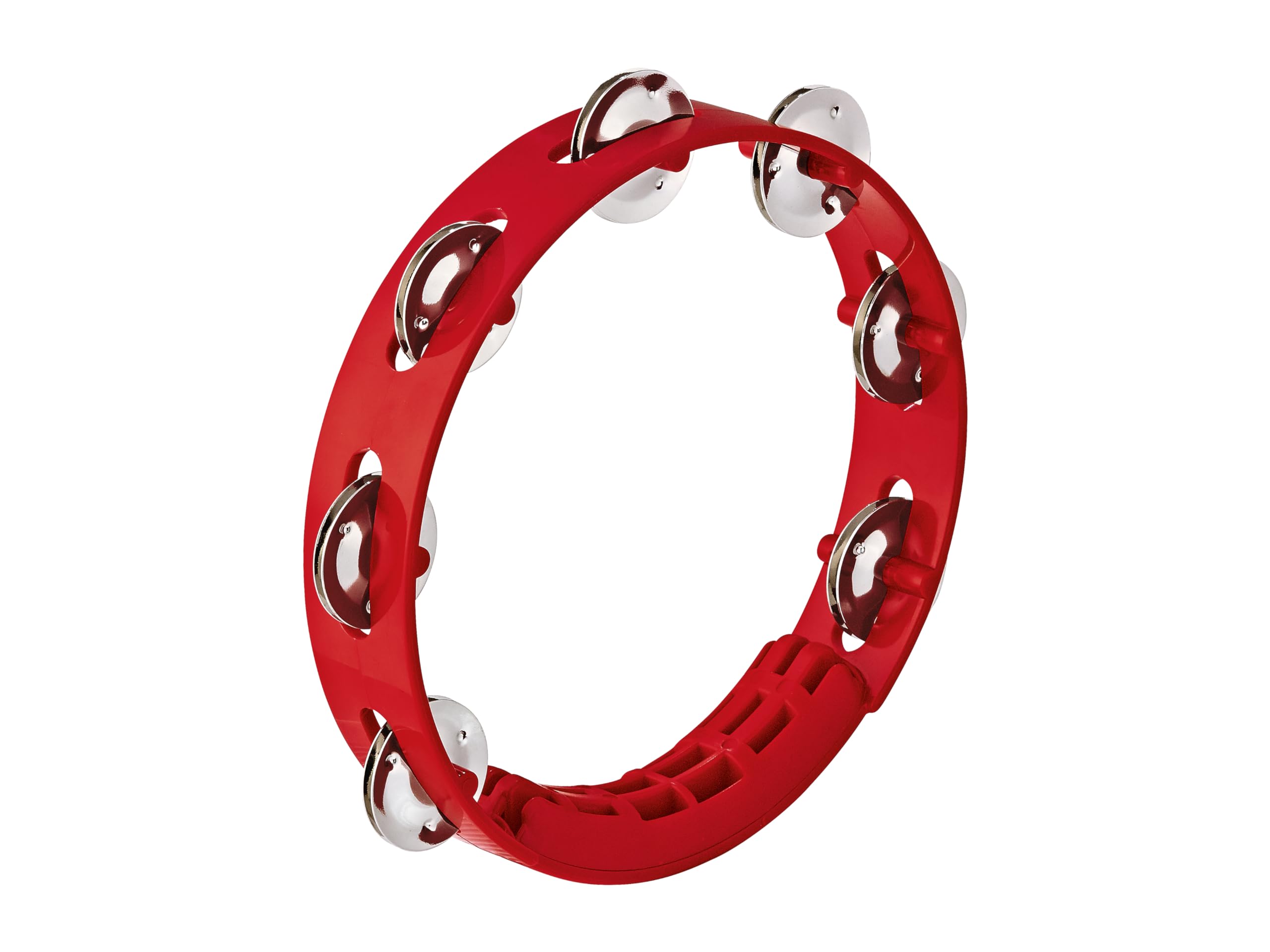 Nino Percussion NINO49R Compact 8 ABS Plastic Handheld Tambourine, Red