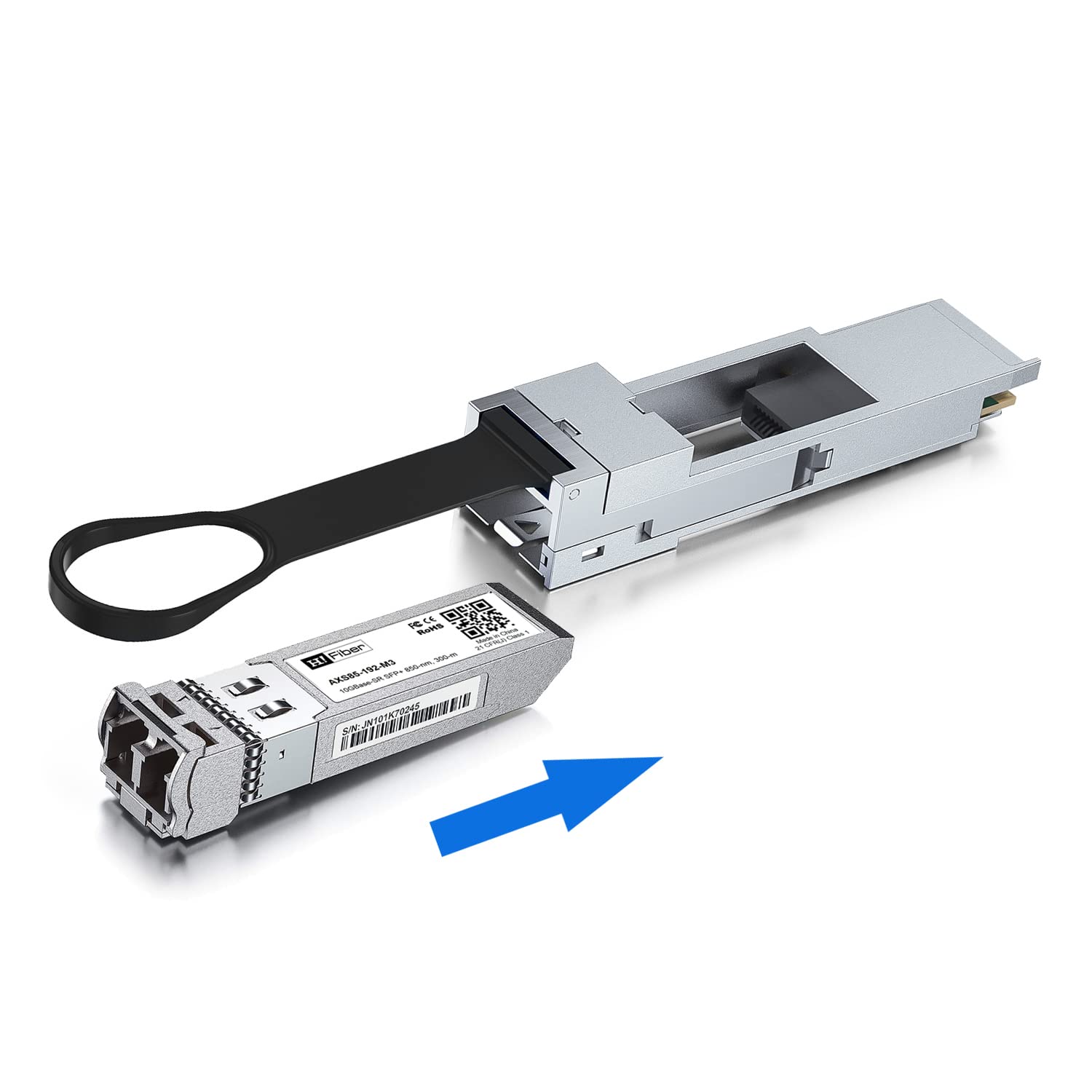 H!Fiber Qsfp To Sfp+ Qsa Adapter 40G To 10G Converter Module For Mellanox Mam1Q00A Qsa, Dell 407 Bbro, Nokia 474938A, Juniper, Arista, H3C, Extreme And More Devices, All Metal Housing