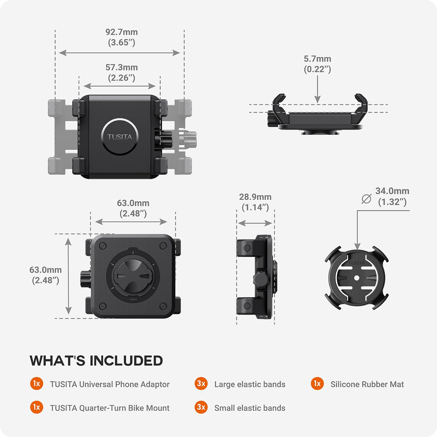 Tusita Bicycle Phone Holder Compatible With Garmin Mount, 4.0''-6.9''