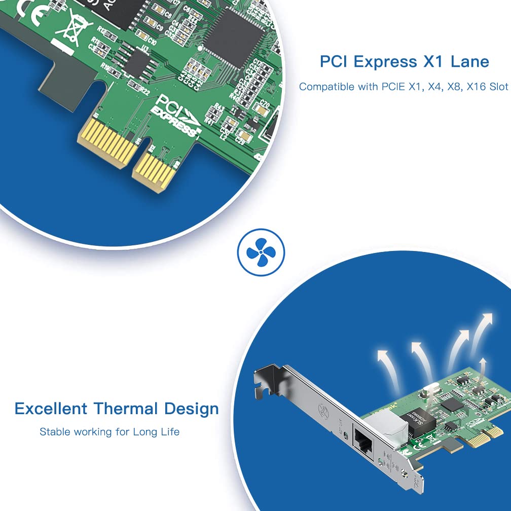 H!Fiber Gigabit Pcie Nic With Intel I210 Chip, 1Gb Network Card Compare To Intel I210 T1 Nic, Single Rj45 Port, Pci Express 2.1 X1, Ethernet Card With Low Profile For Windows/Windows Server/Linux