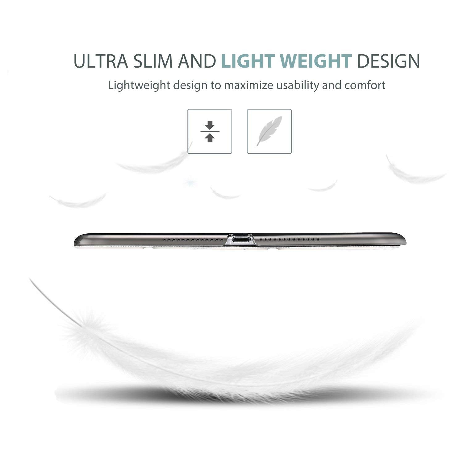 Procase Smart Case For Ipad 9.7 Inch Ipad 6Th/5Th Generation Case 2018 2017(Model: A1893 A1954 A1822 A1823), Ultra Slim Lightweight Stand Case With Translucent Frosted Back Smart Cover Whitemarble