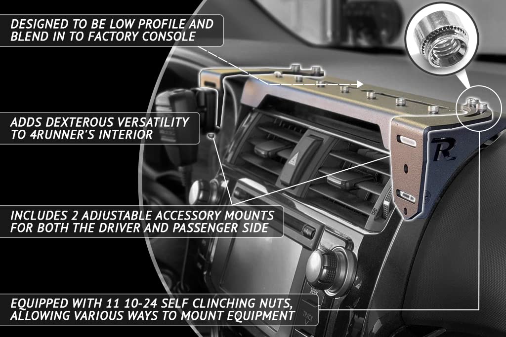 Rago Fabrication Dashboard Mount For Cell Phone, Gps, Radio, & Other Accessories For 2010 2023 Toyota 4Runner 5Th Gen | Made In
