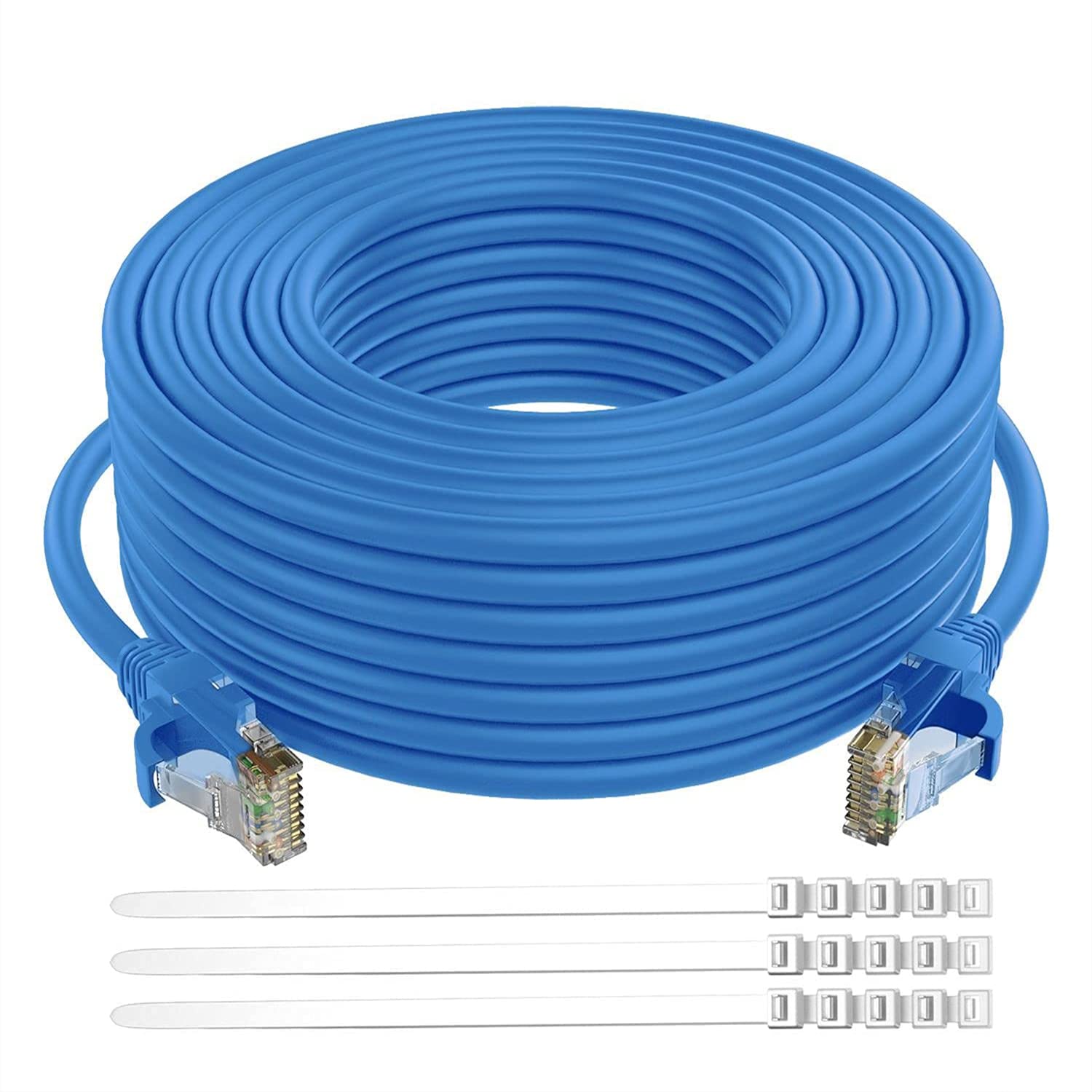 Adoreen Cat 6 Ethernet Cable 40 Ft Black, High Speed Long Internet Network Cable(6 Colors To Select) Soft Flexible Sturdy, Poe, Rj45 Cat 5 5E Patch Cable Cord, Tangle Free Tight Connection+15 Ties